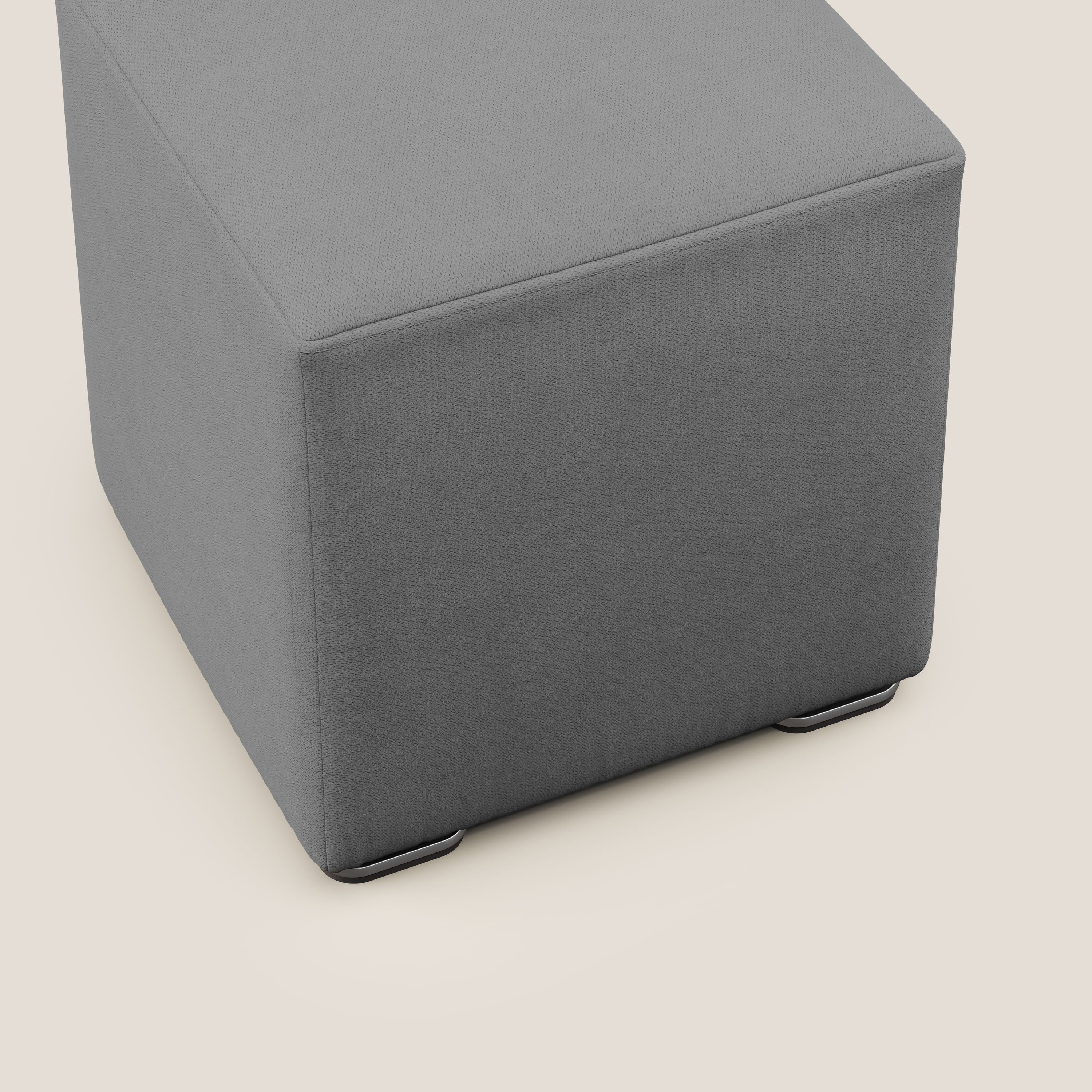 Cube pouf en tissu doux imperméable T02 gris - Image 5