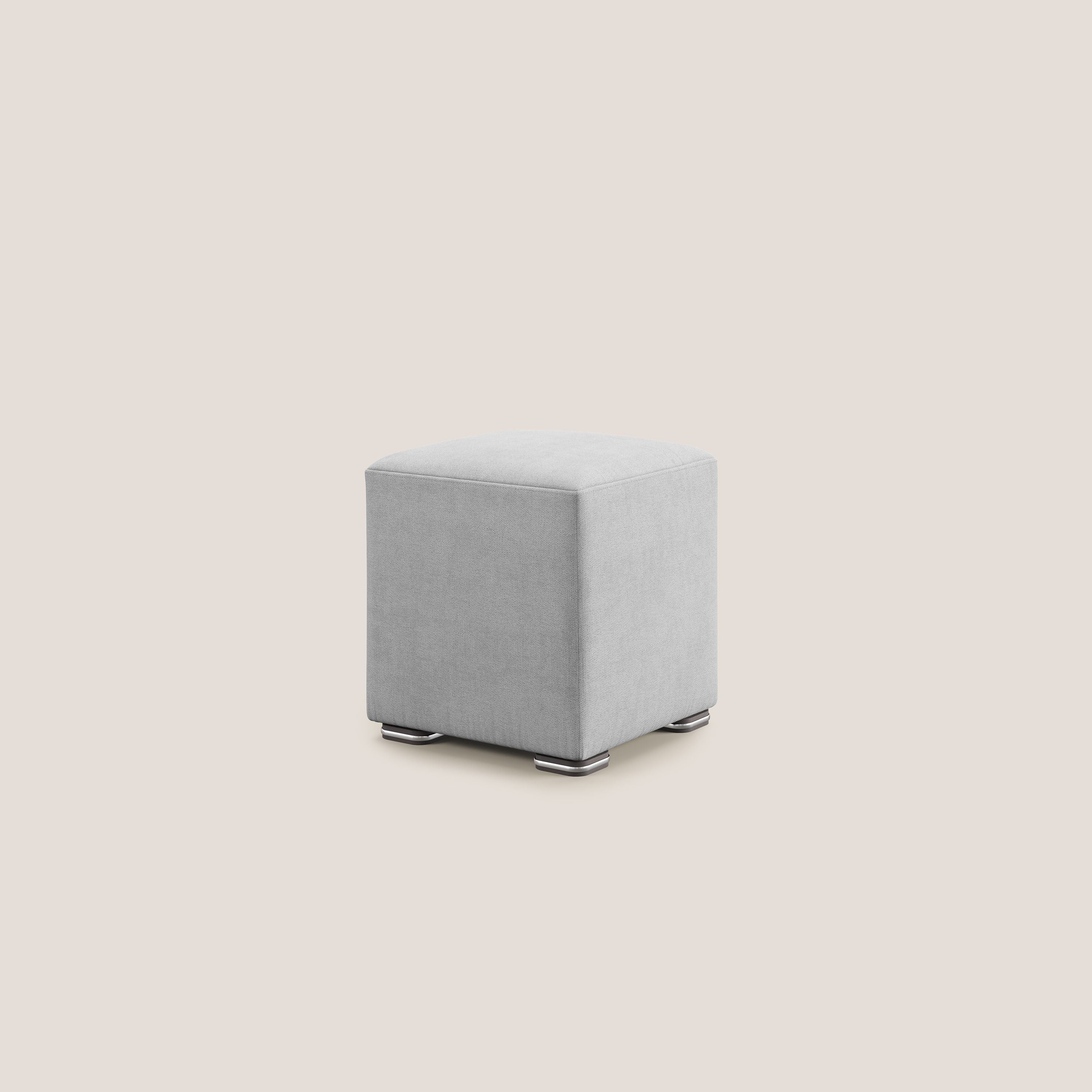 Cube pouf en tissu doux imperméable T02 gris clair - Image 3