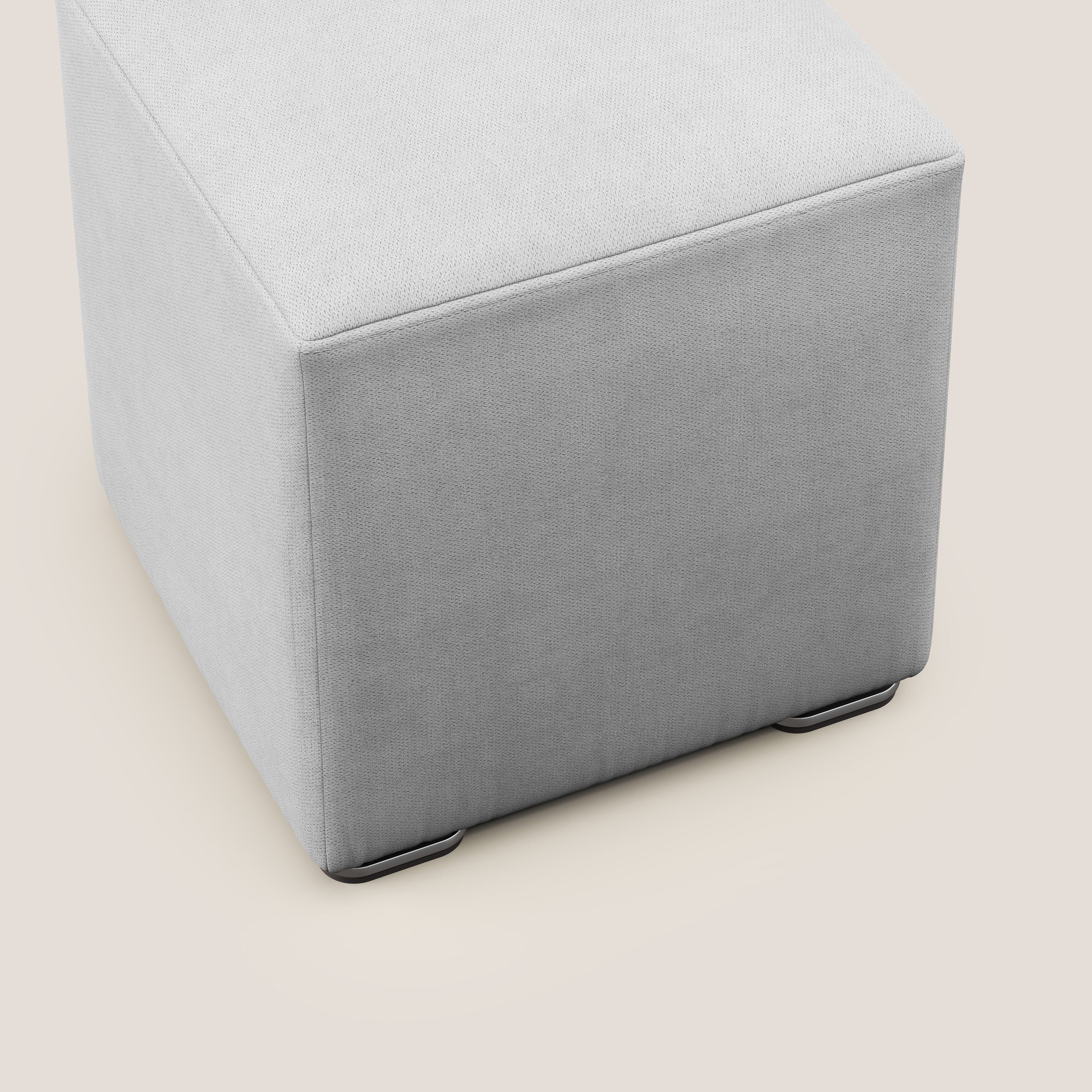 Cube pouf en tissu doux imperméable T02 gris clair - Image 5