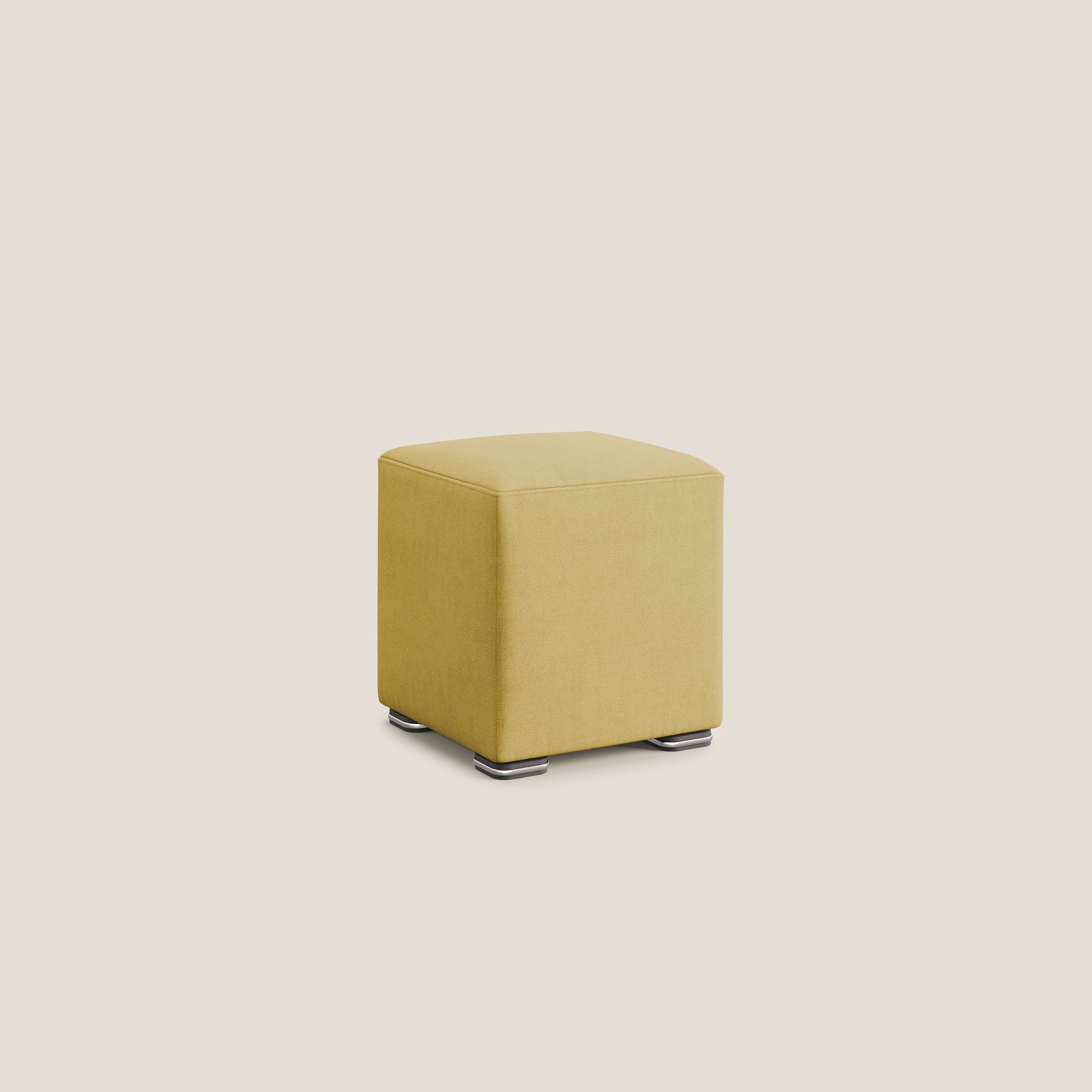 Cube pouf en tissu doux imperméable T02 jaune - Image 2