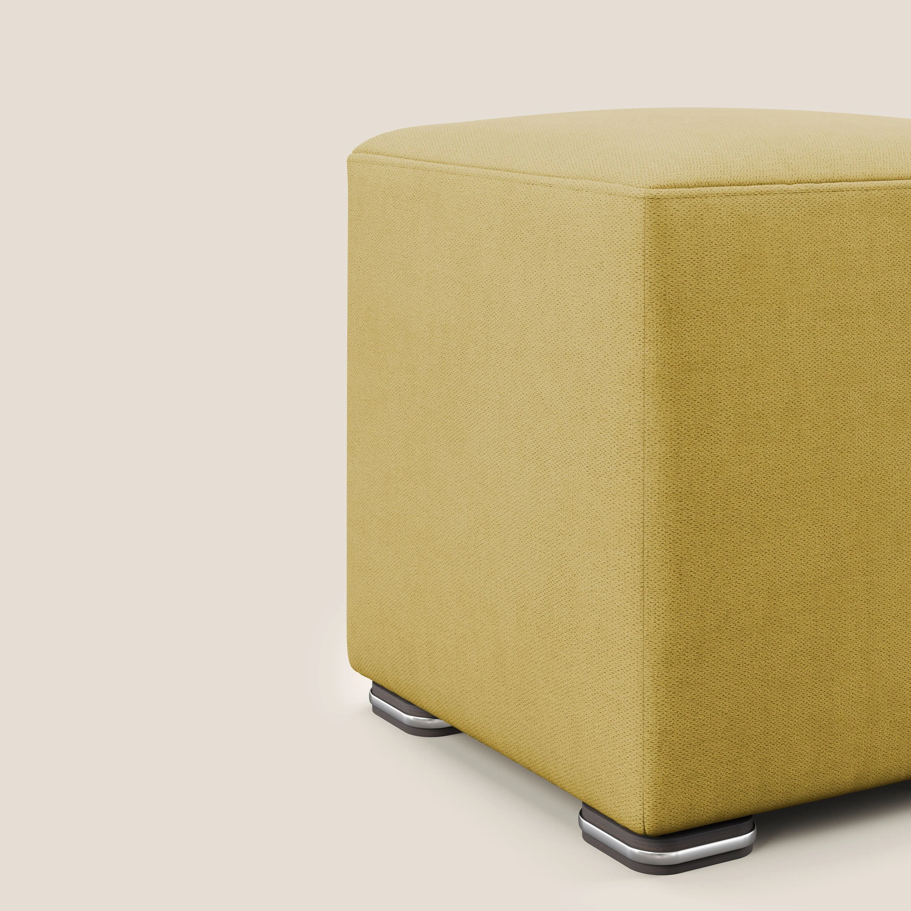 Cube pouf en tissu doux imperméable T02 jaune - Image 4