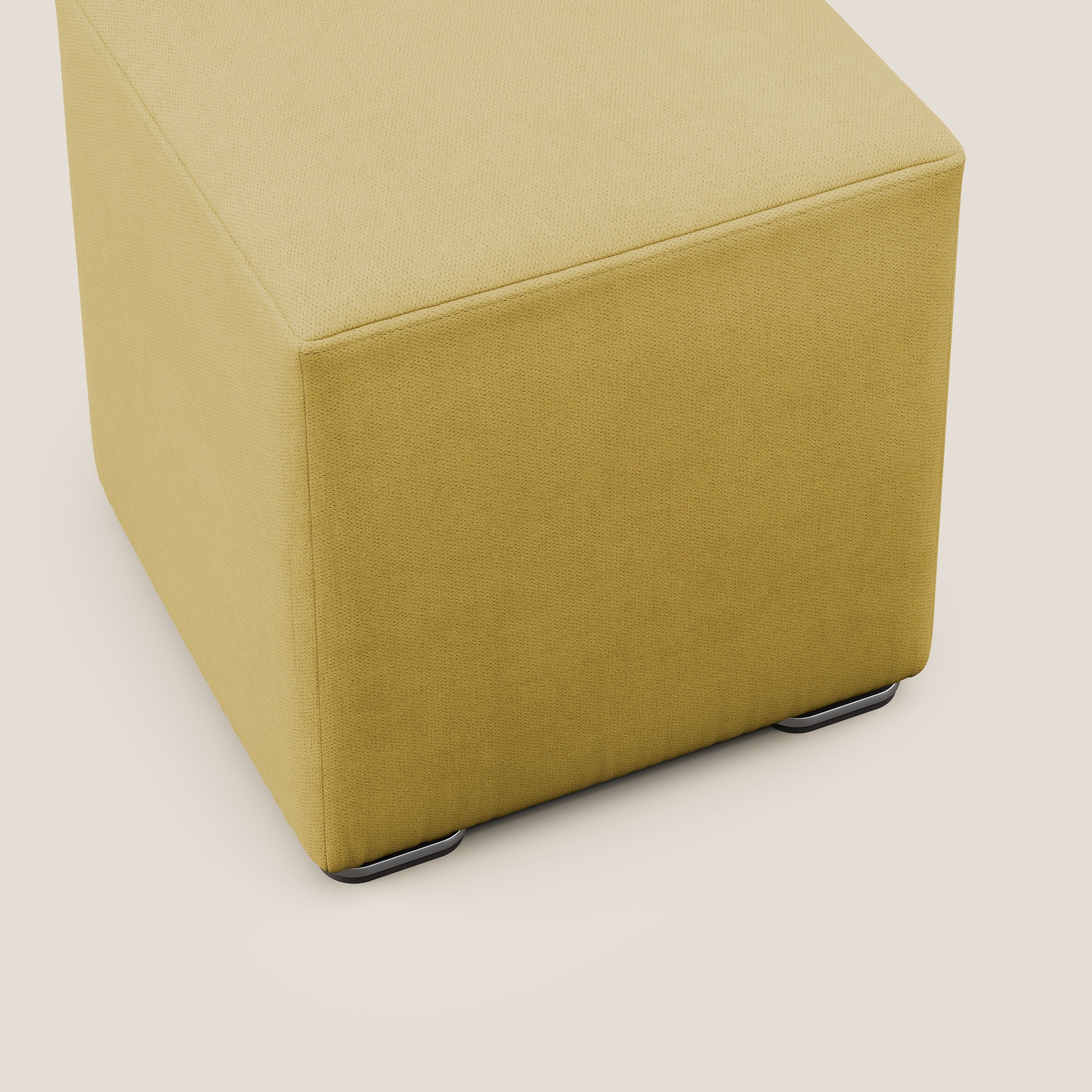 Cube pouf en tissu doux imperméable T02 jaune - Image 5