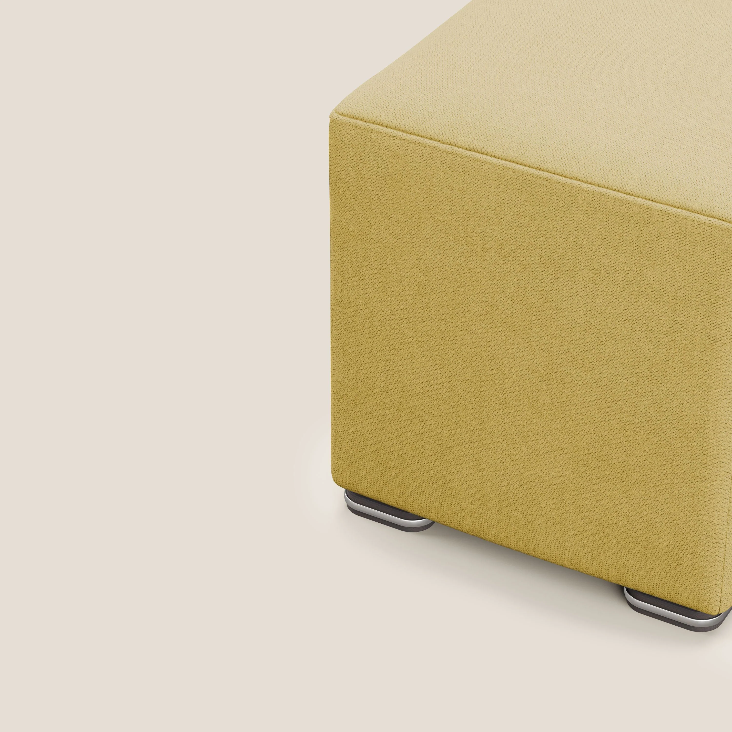 Cube pouf en tissu doux imperméable T02 jaune - Image 6