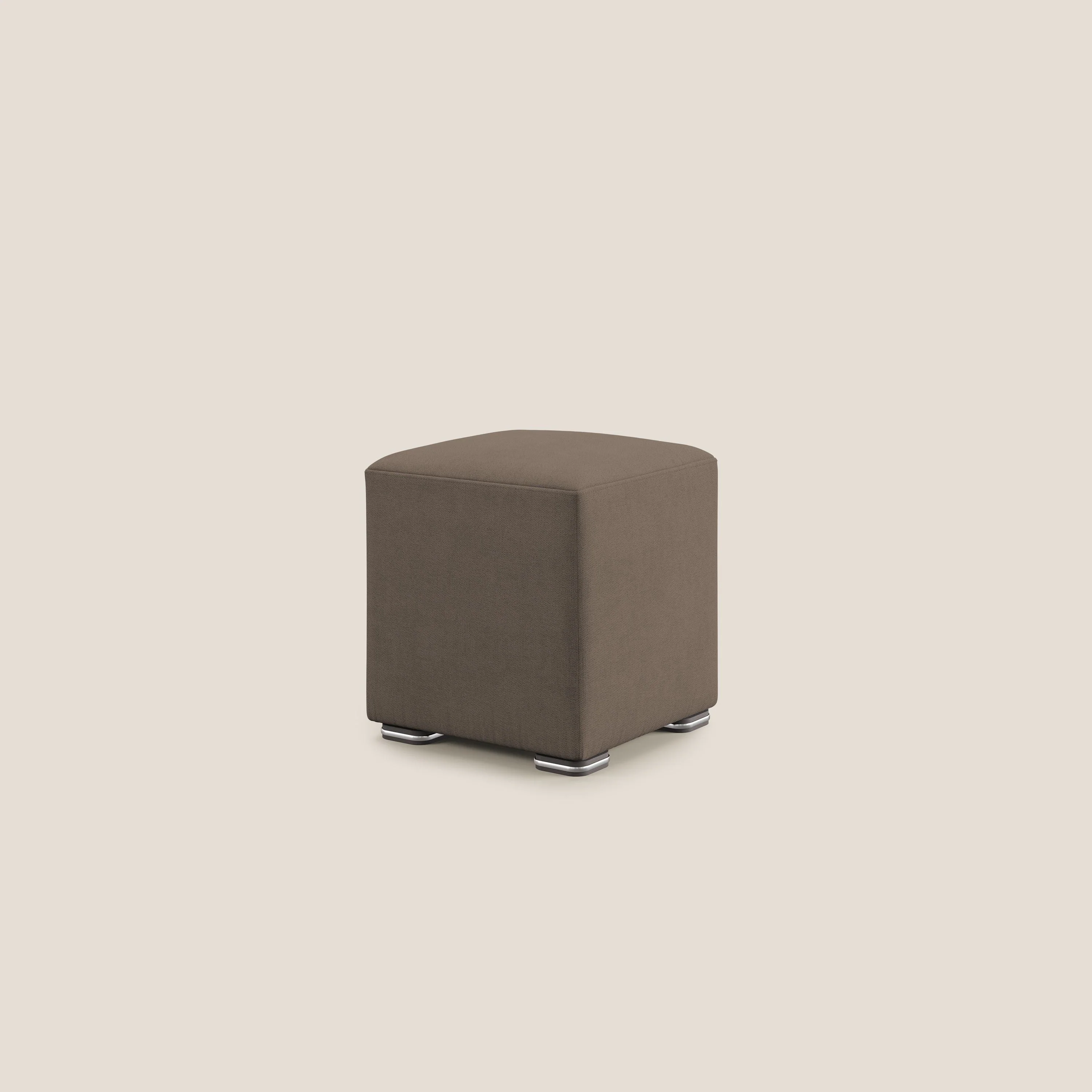 Cube pouf en tissu doux imperméable T02 marron - Image 3