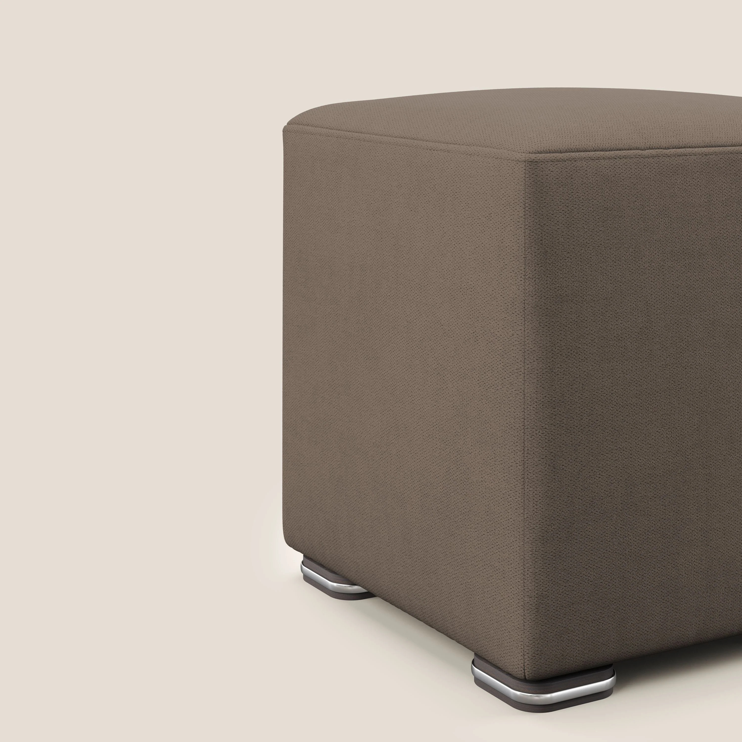 Cube pouf en tissu doux imperméable T02 marron - Image 4