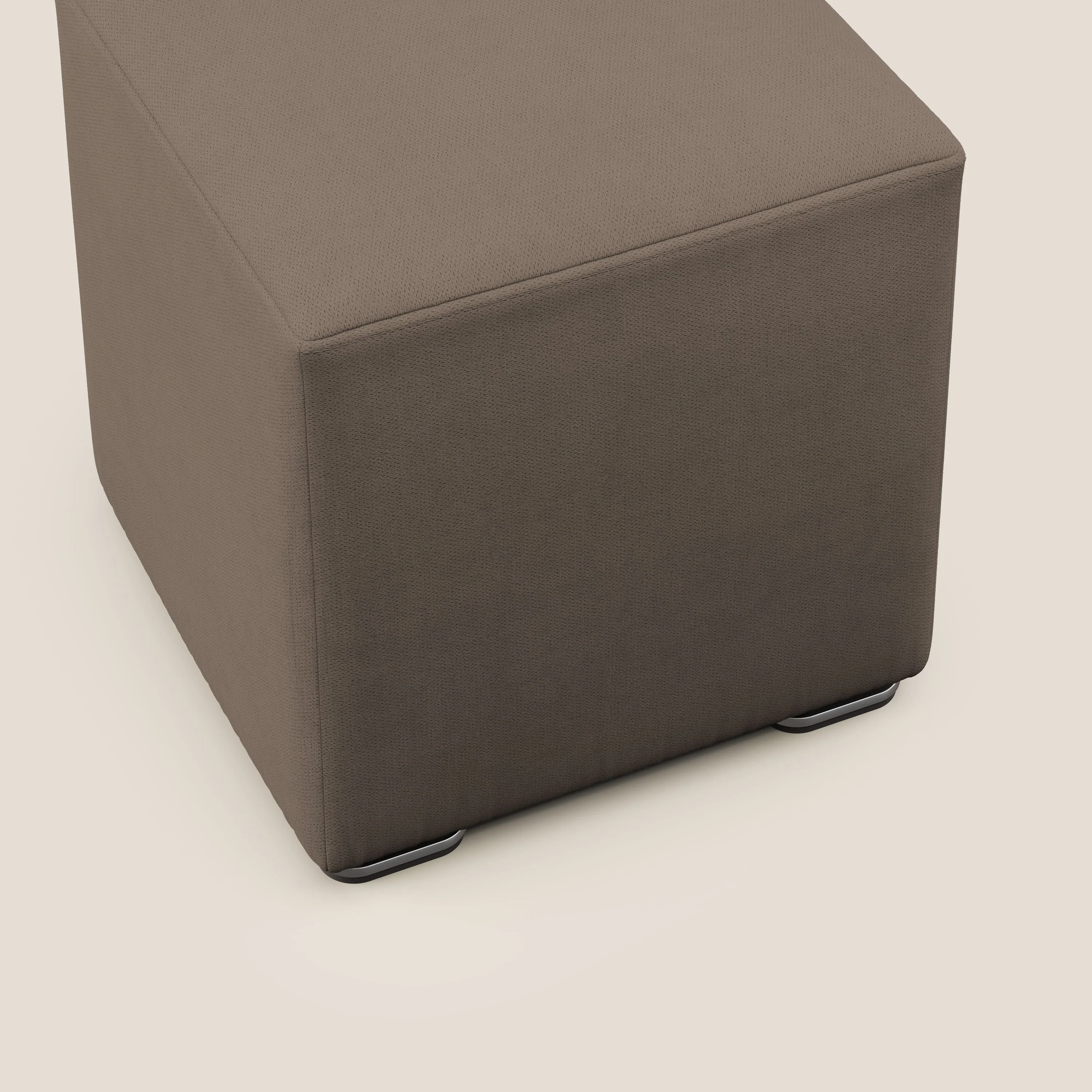 Cube pouf en tissu doux imperméable T02 marron - Image 5