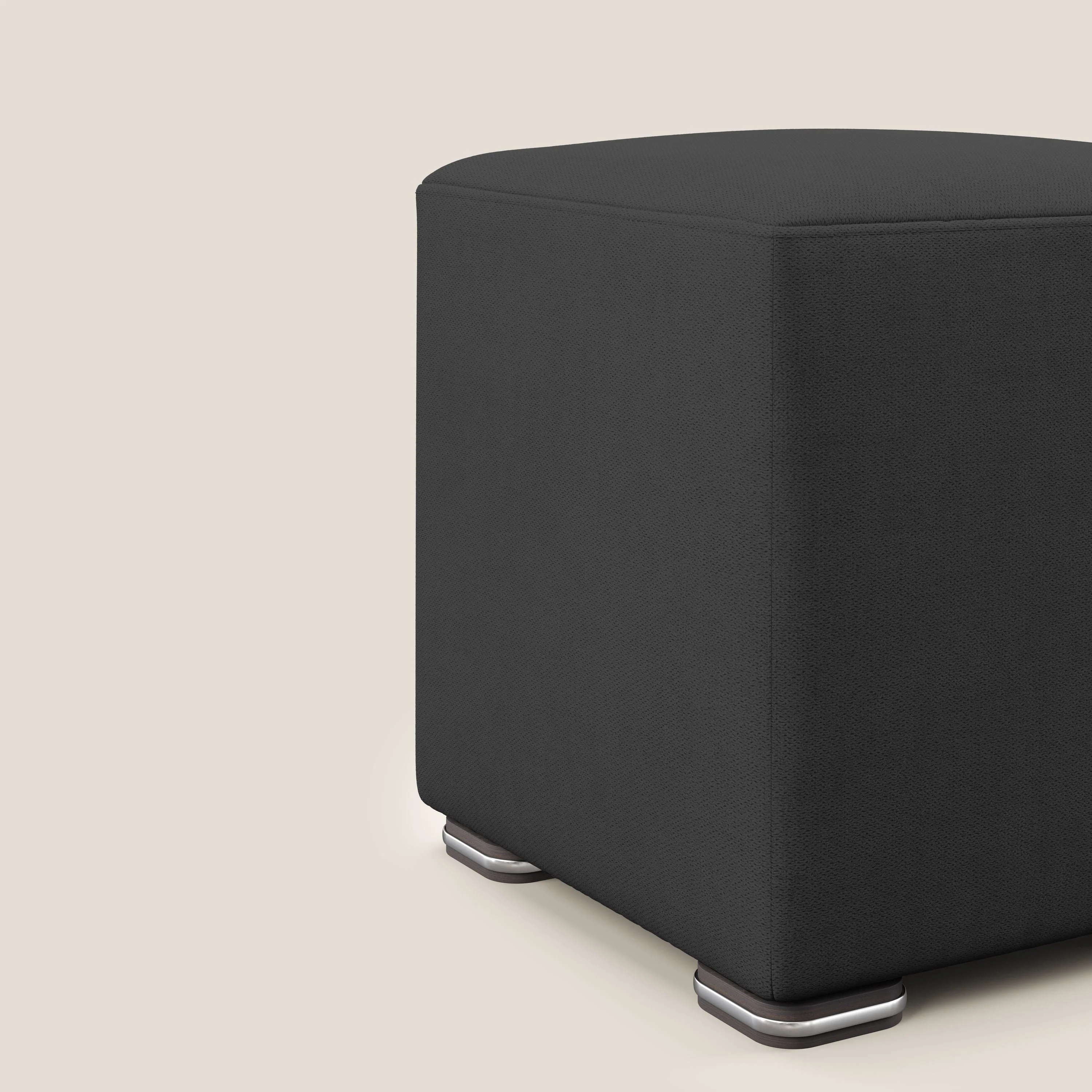 Cube pouf en tissu doux imperméable T02 noir - Image 4