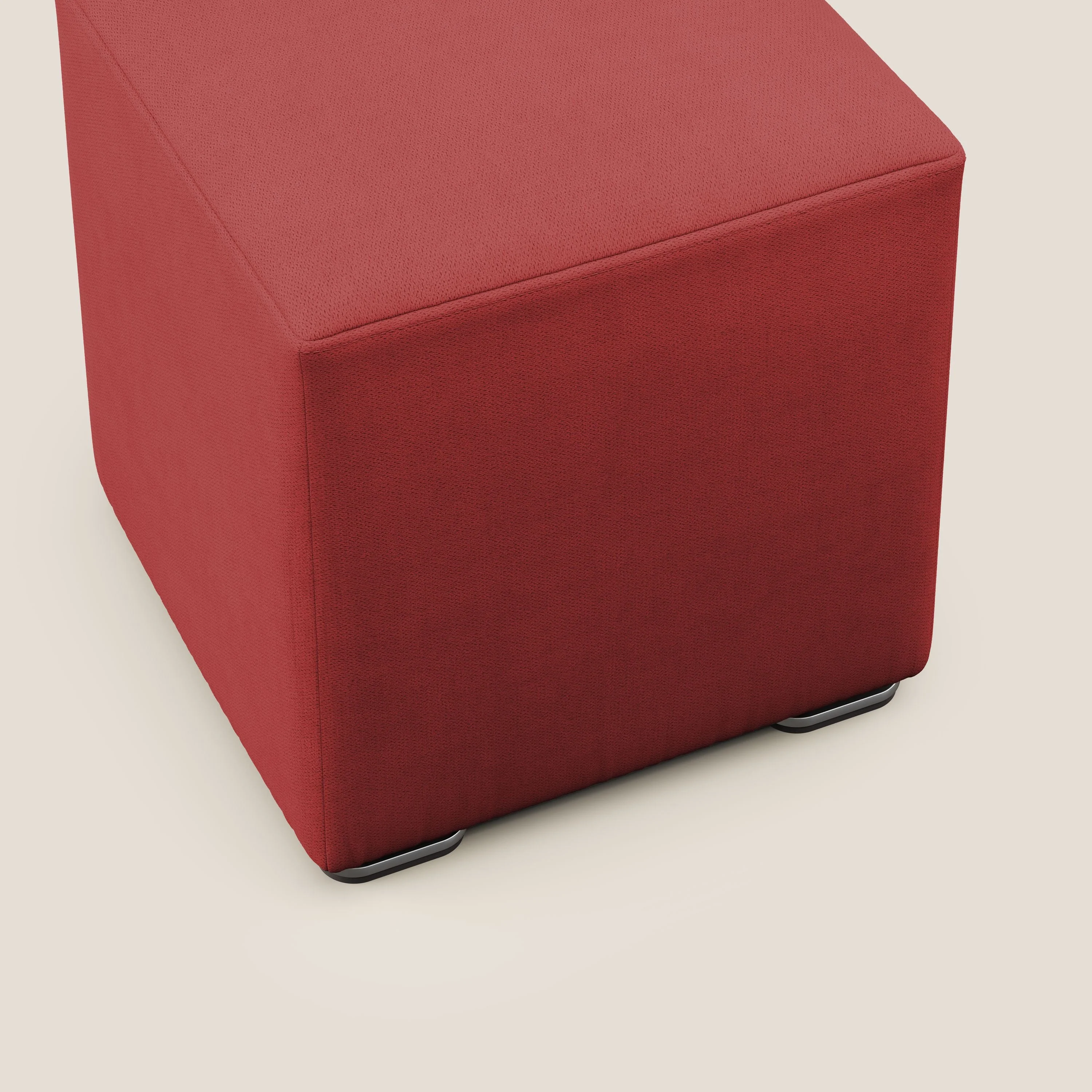 Cube pouf en tissu doux imperméable T02 rouge - Image 5
