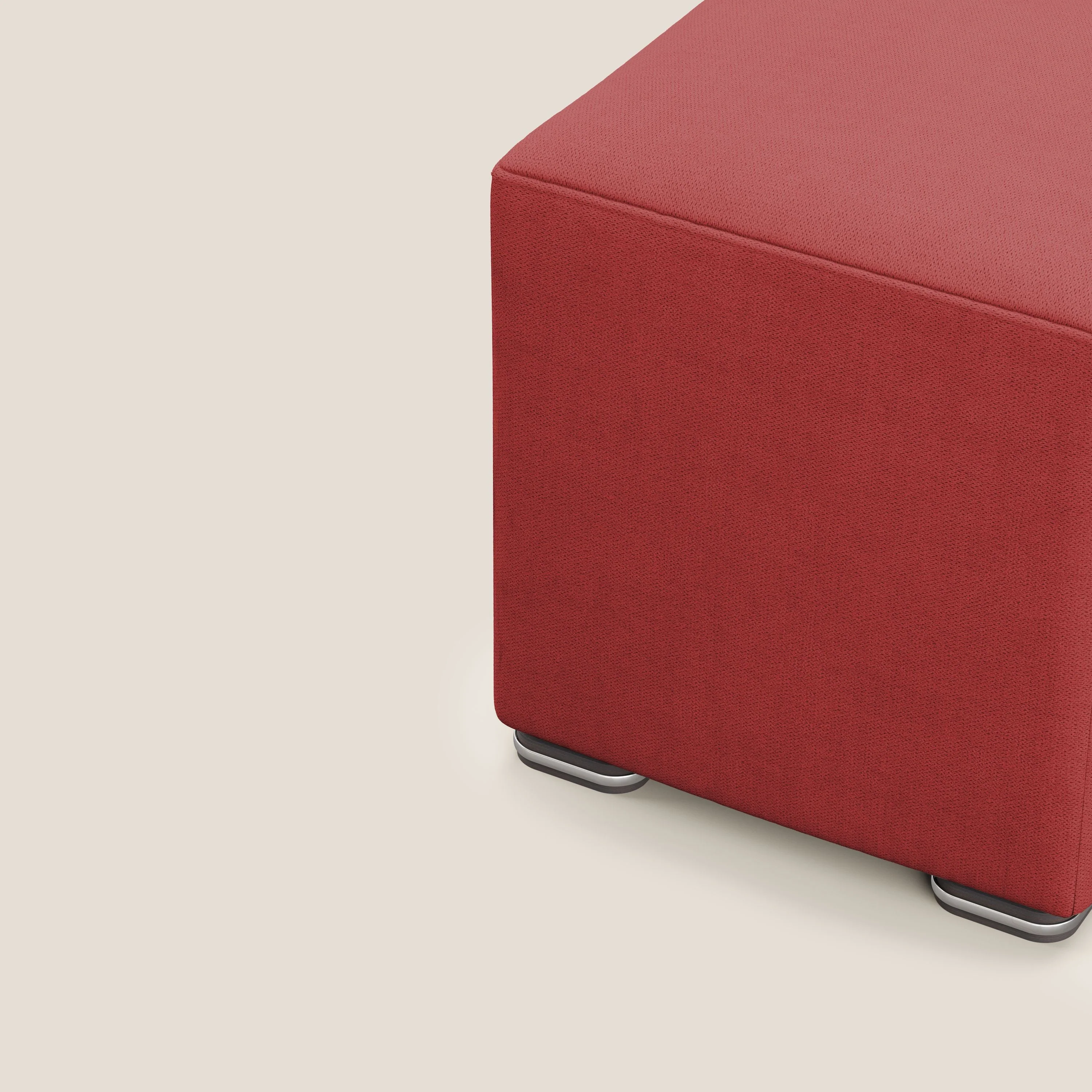 Cube pouf en tissu doux imperméable T02 rouge - Image 6