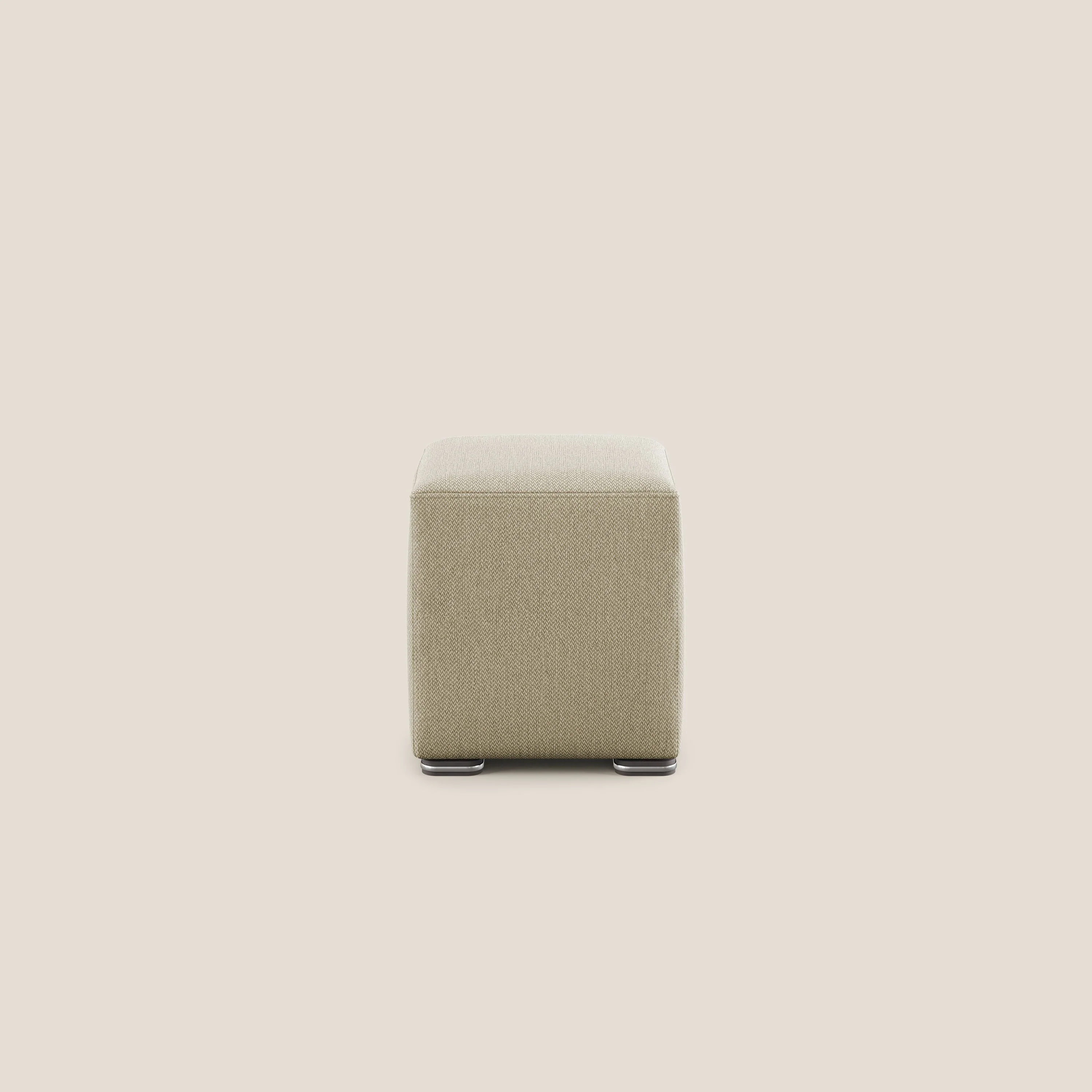 Cube pouf en tissu doux détachable T05 camel - Image 3