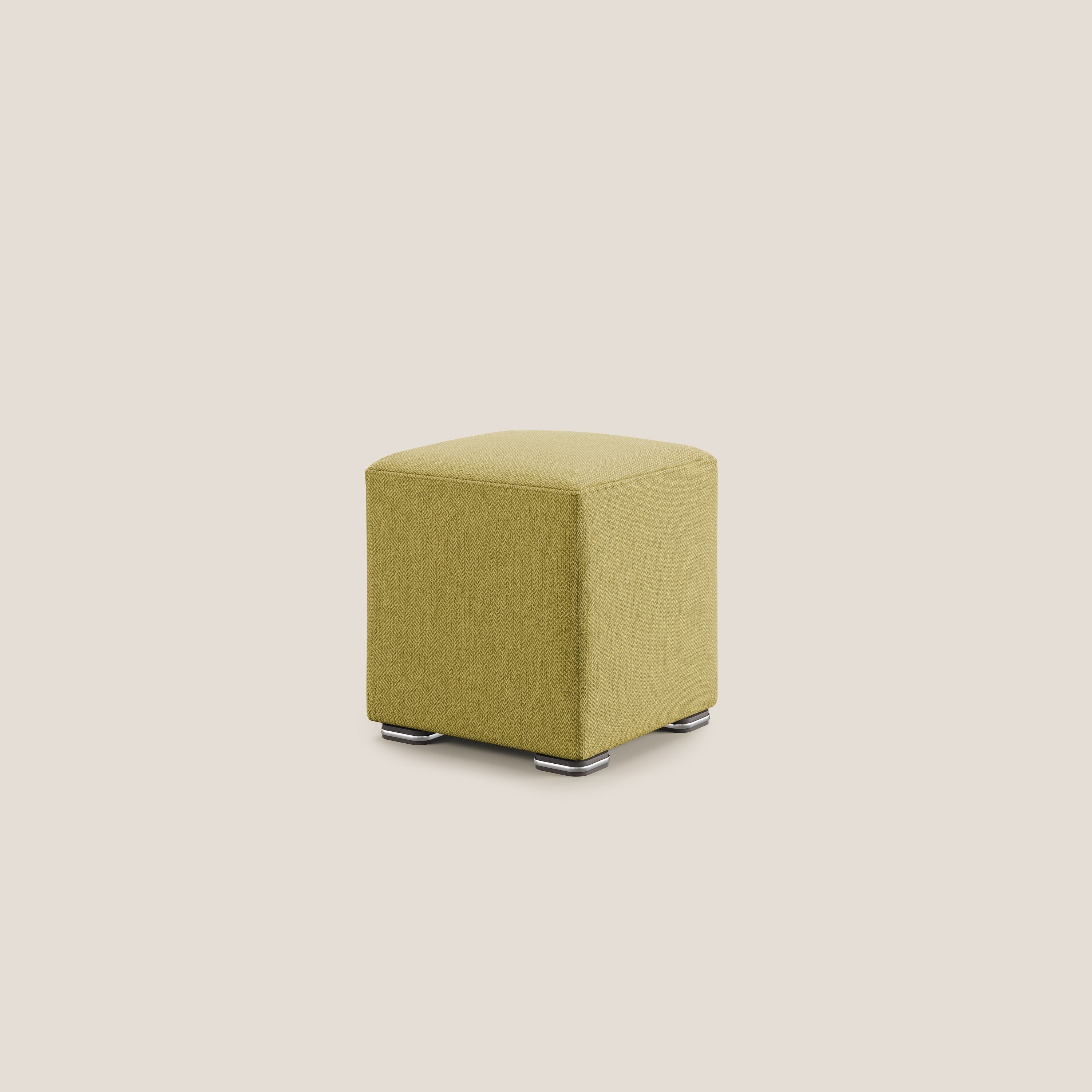 Cube pouf en tissu doux détachable T05 jaune - Image 4