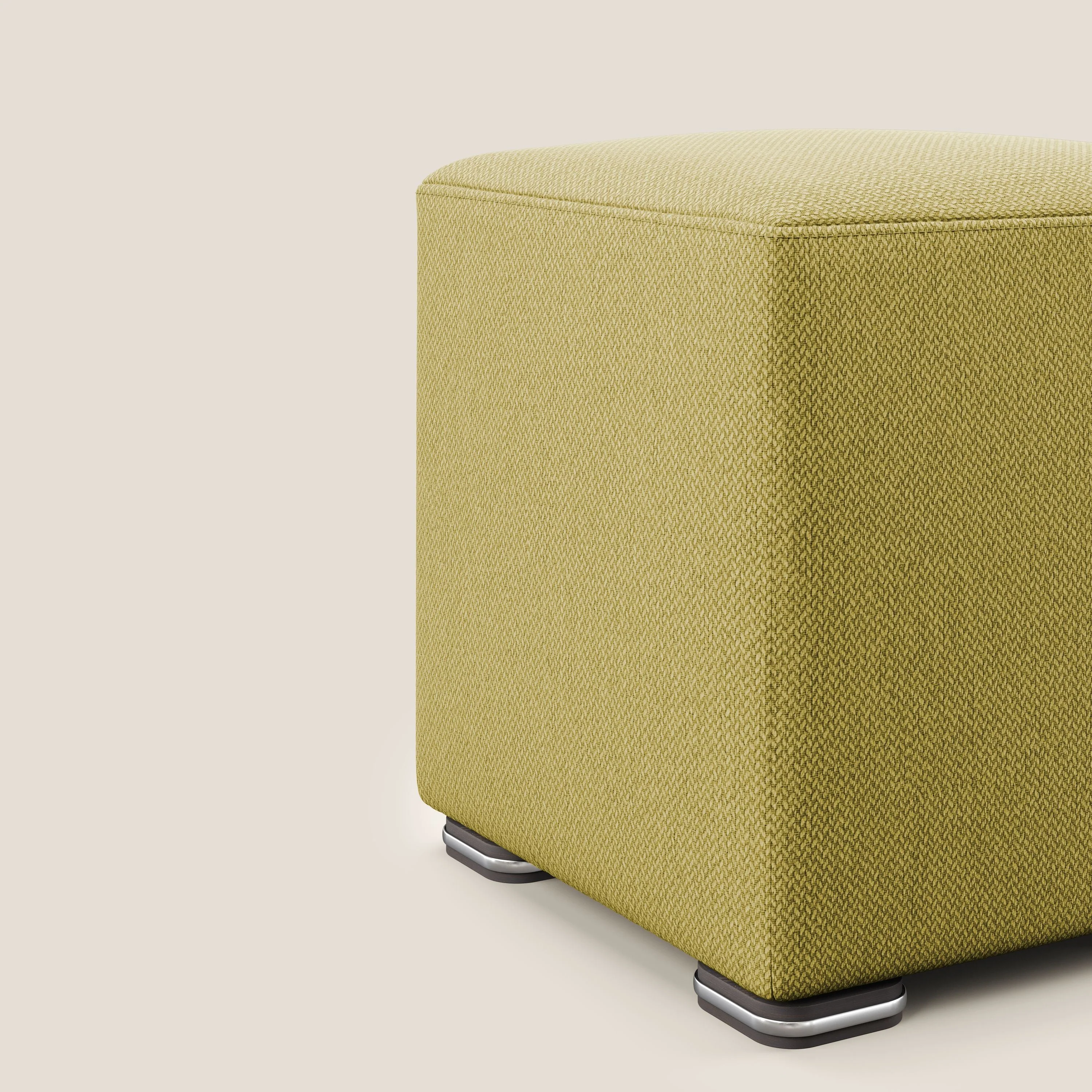 Cube pouf en tissu doux détachable T05 jaune - Image 5