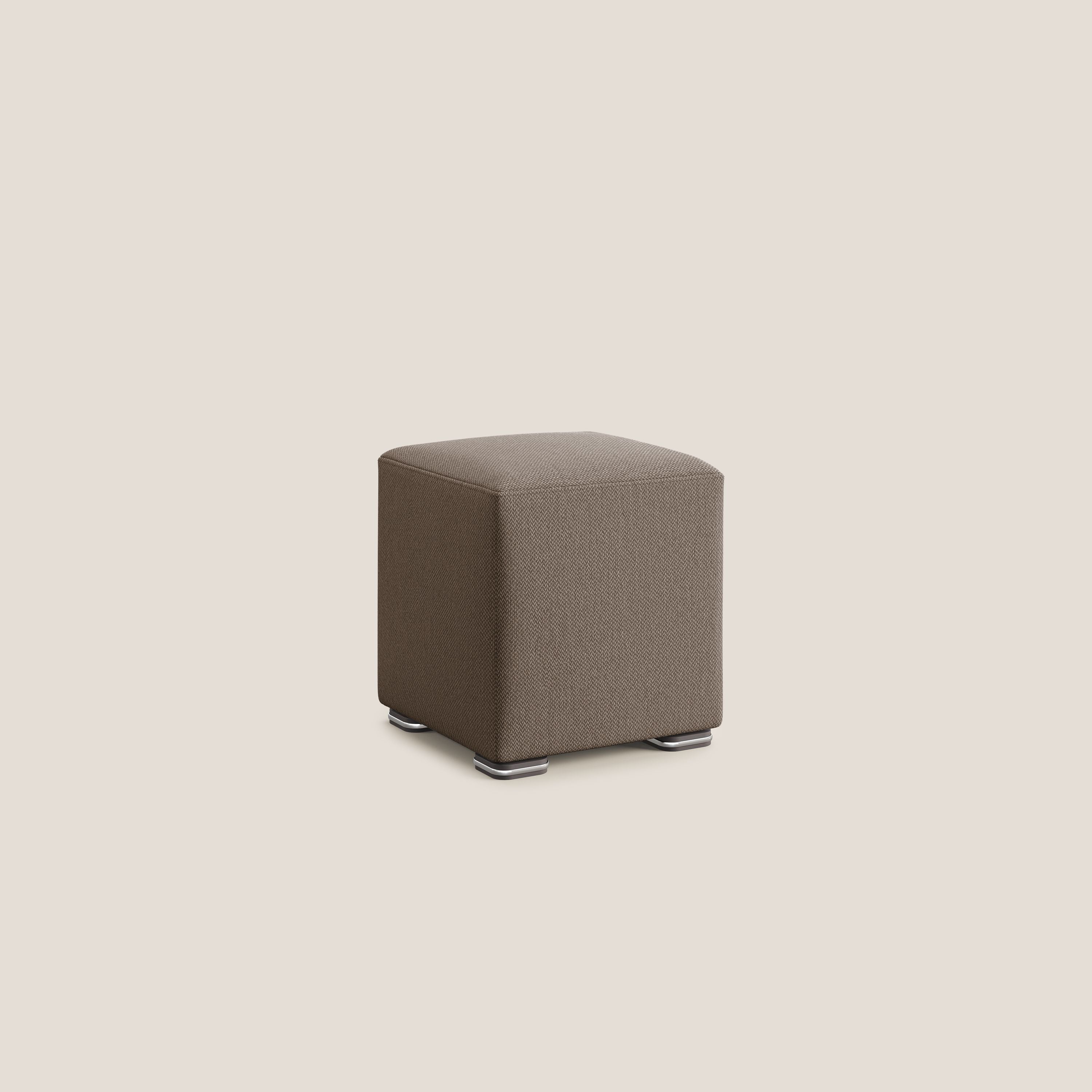 Cube pouf en tissu doux détachable T05 marron - Image 2