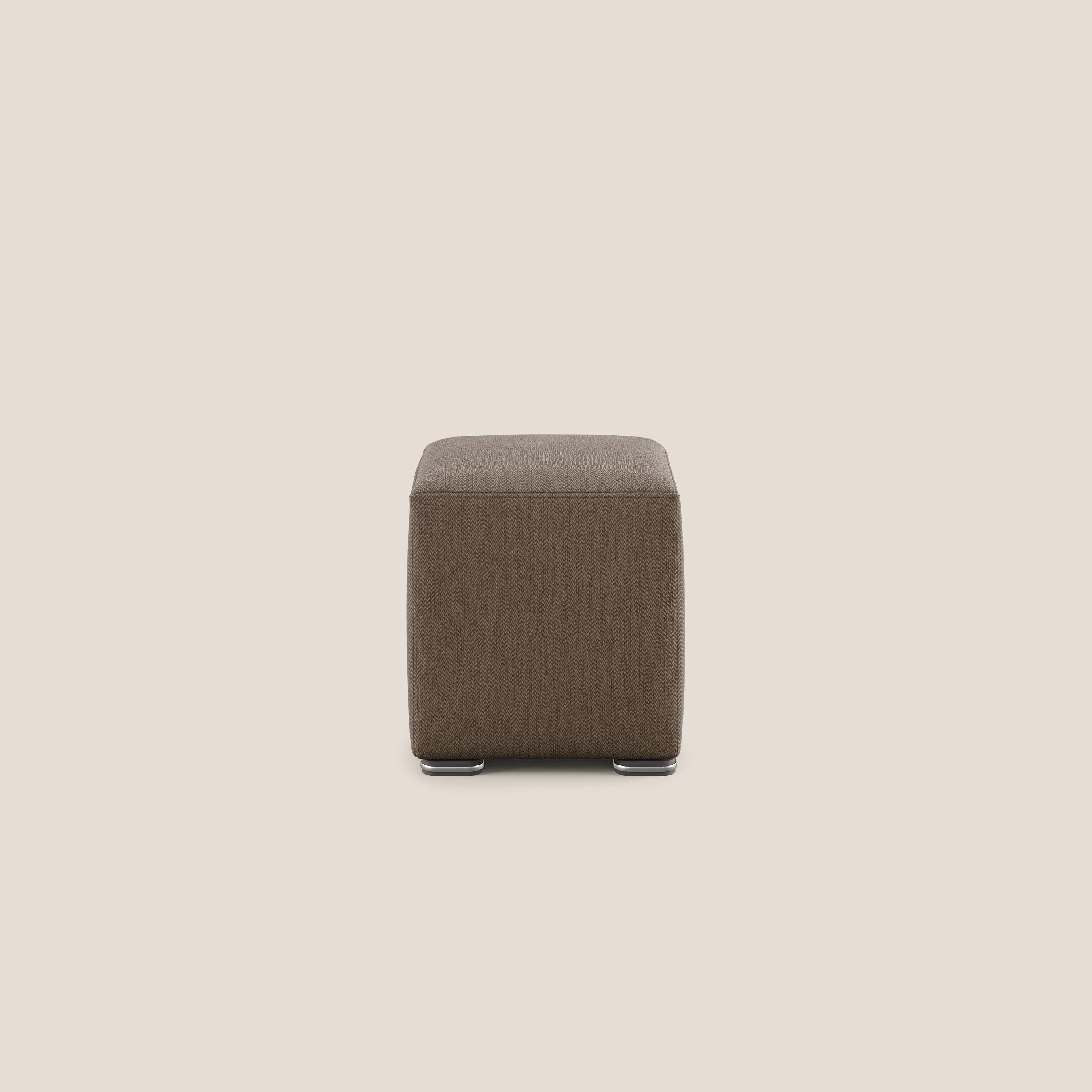 Cube pouf en tissu doux détachable T05 marron - Image 3