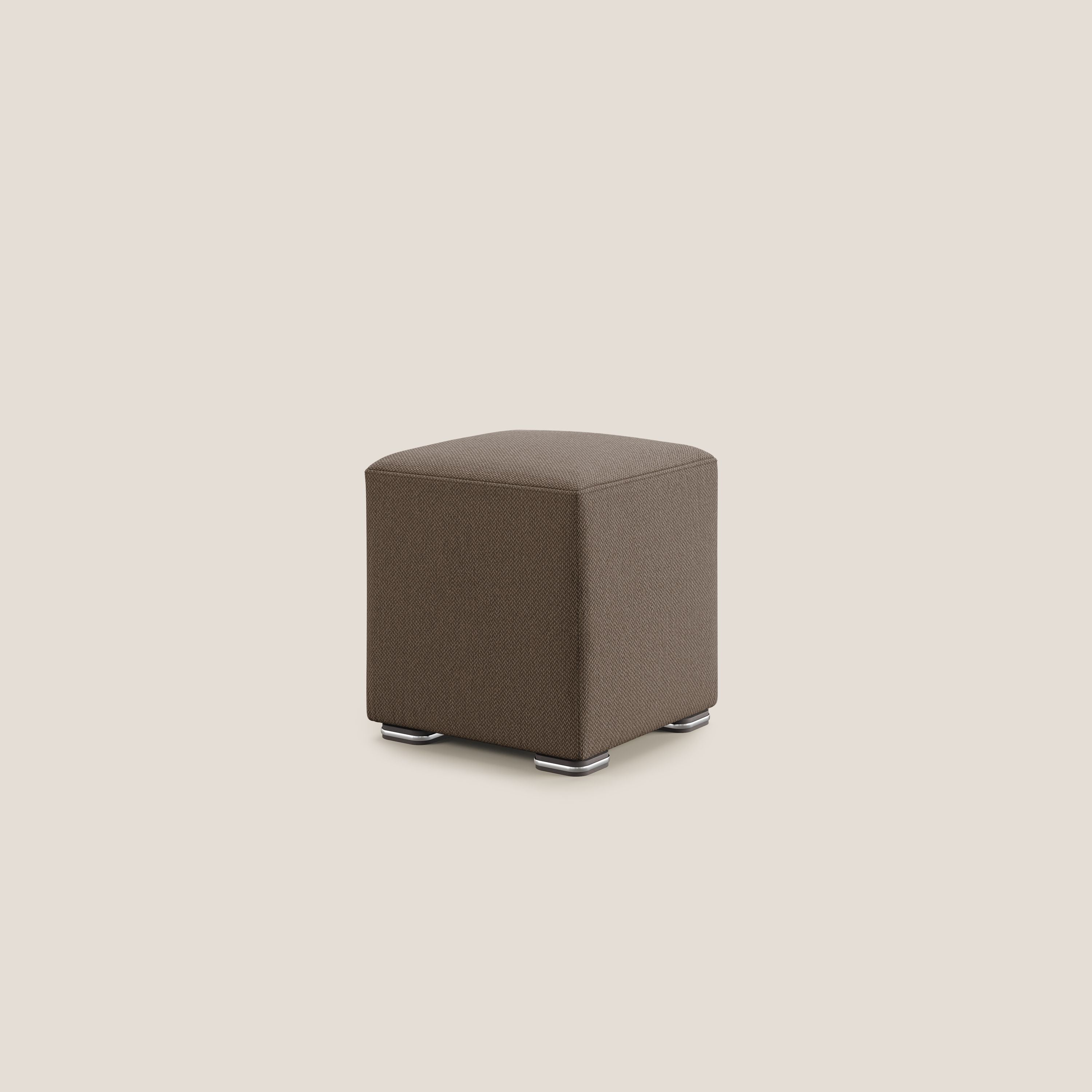 Cube pouf en tissu doux détachable T05 marron - Image 4