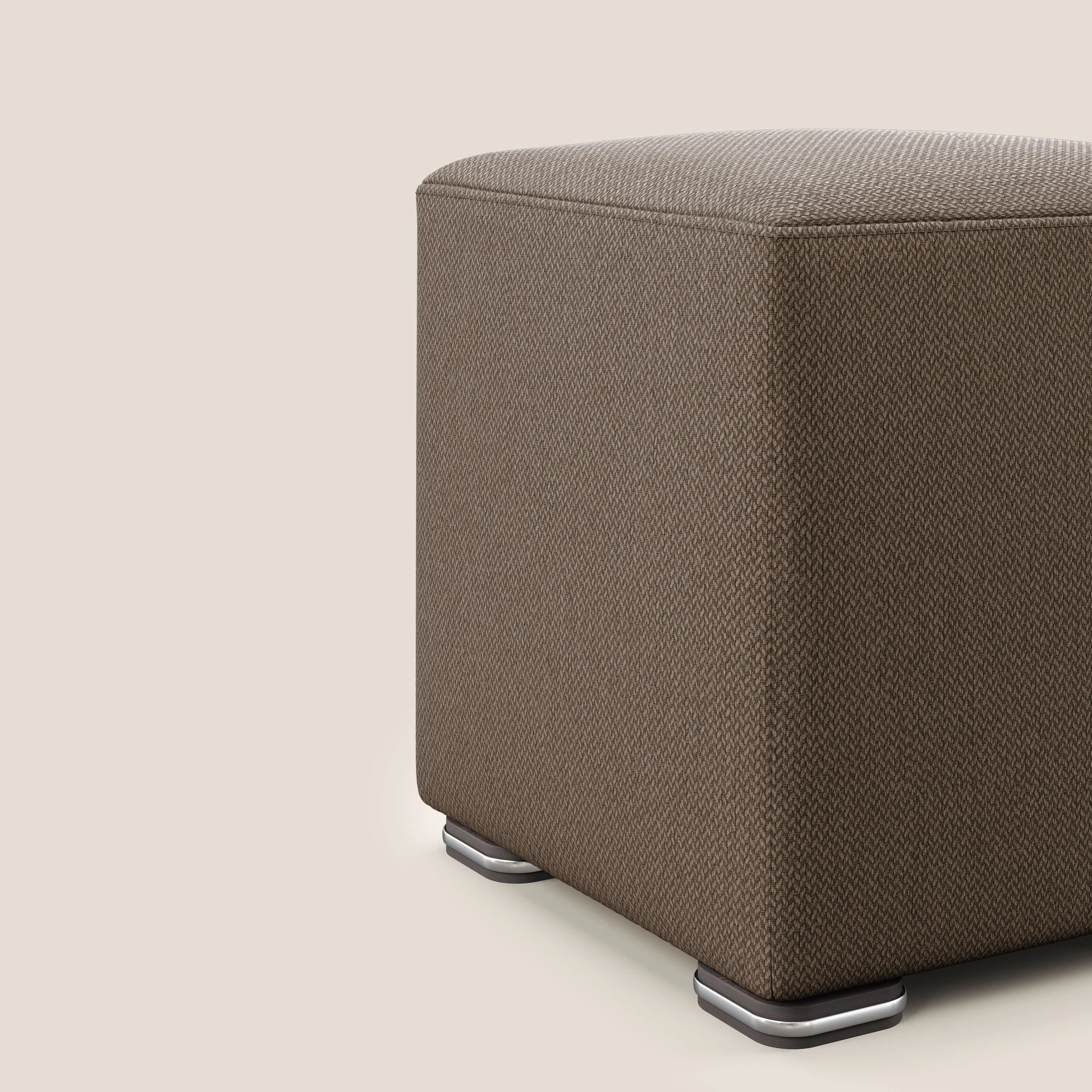Cube pouf en tissu doux détachable T05 marron - Image 5