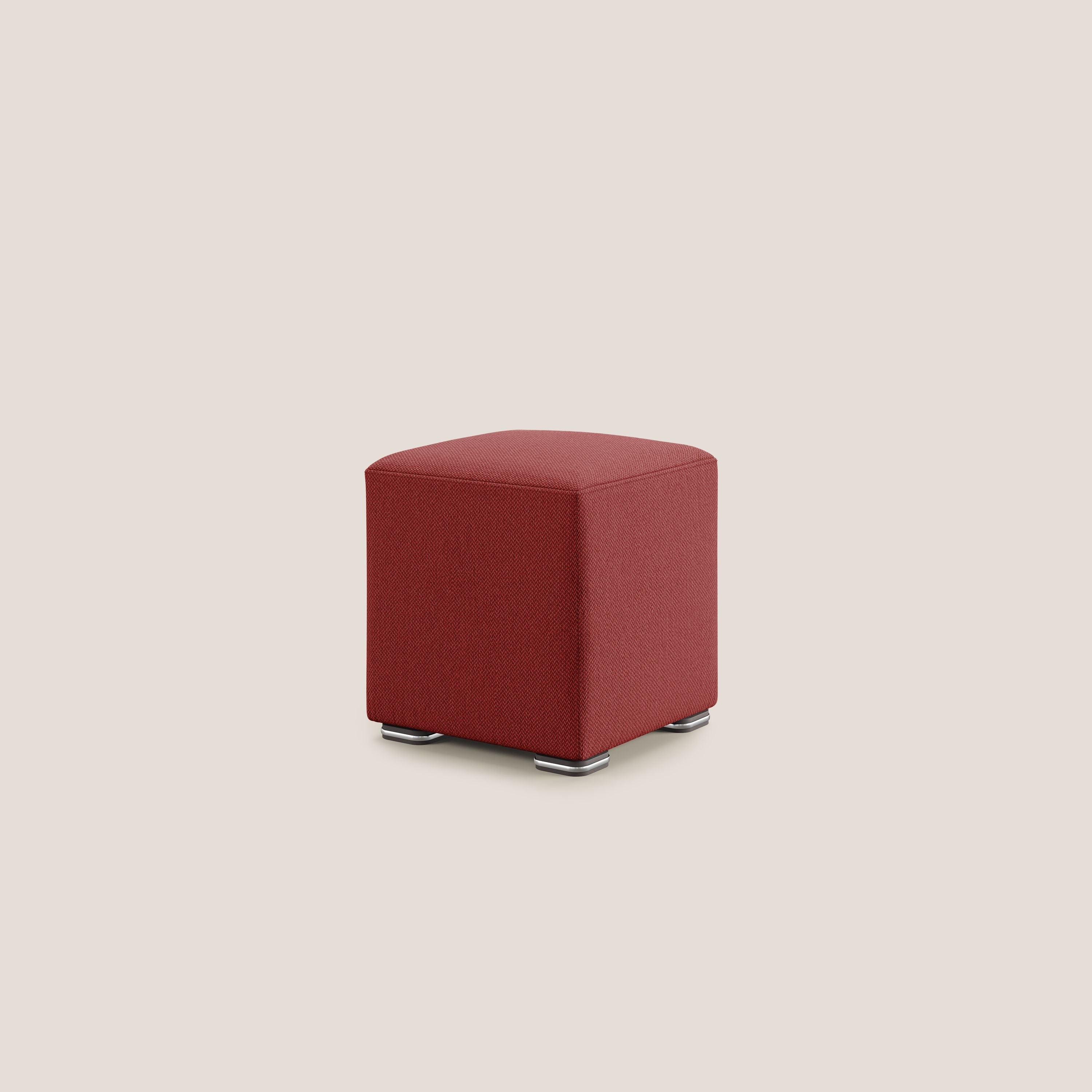 Cube pouf en tissu doux détachable T05 rouge - Image 4