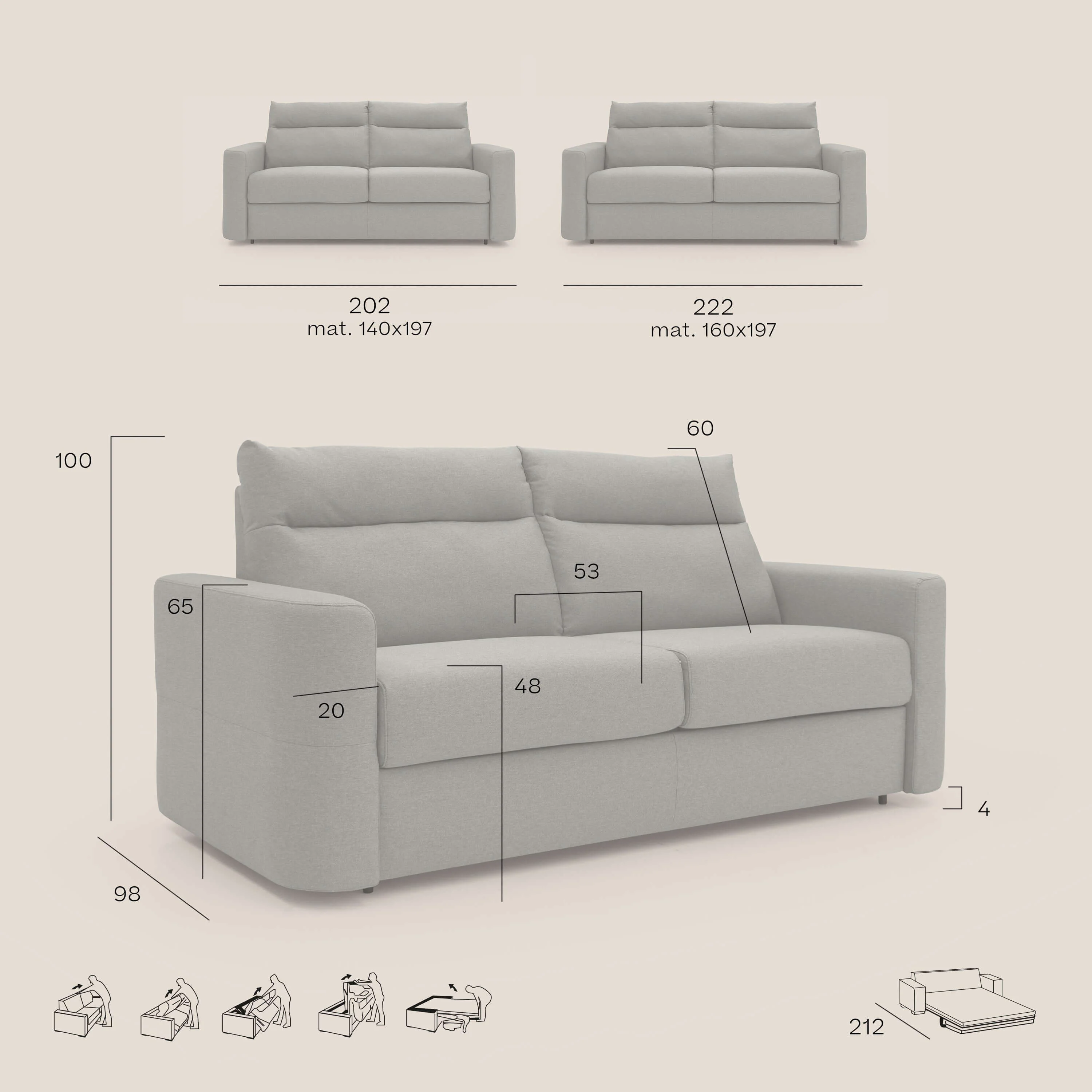 Cupido Canapé convertible matelas H18 cm au dossier haut moelleux en tissu imperméable T13 rouge - Image 12