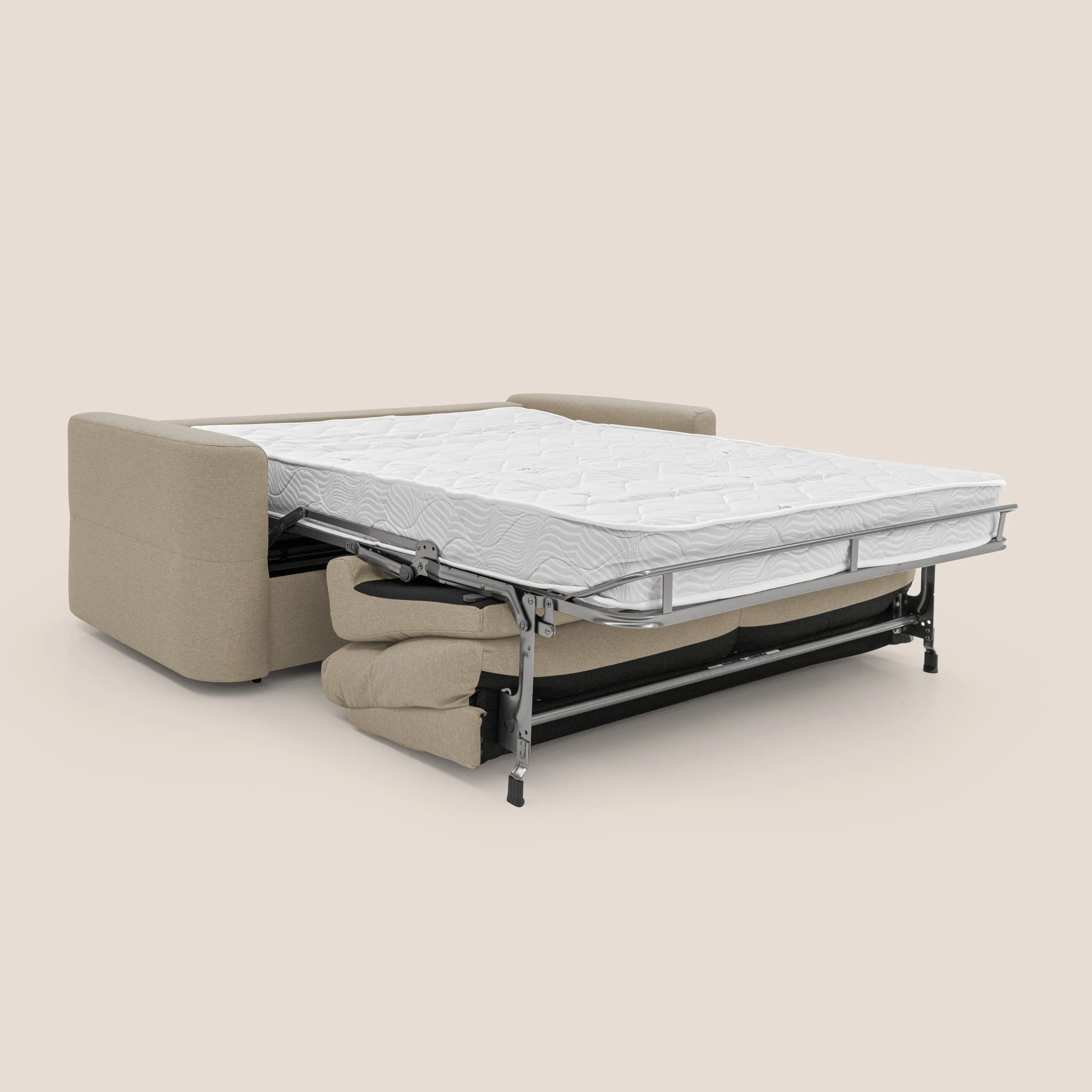 Cupido Canapé convertible matelas H18 cm au dossier haut moelleux en tissu imperméable T13 beige - Image 2