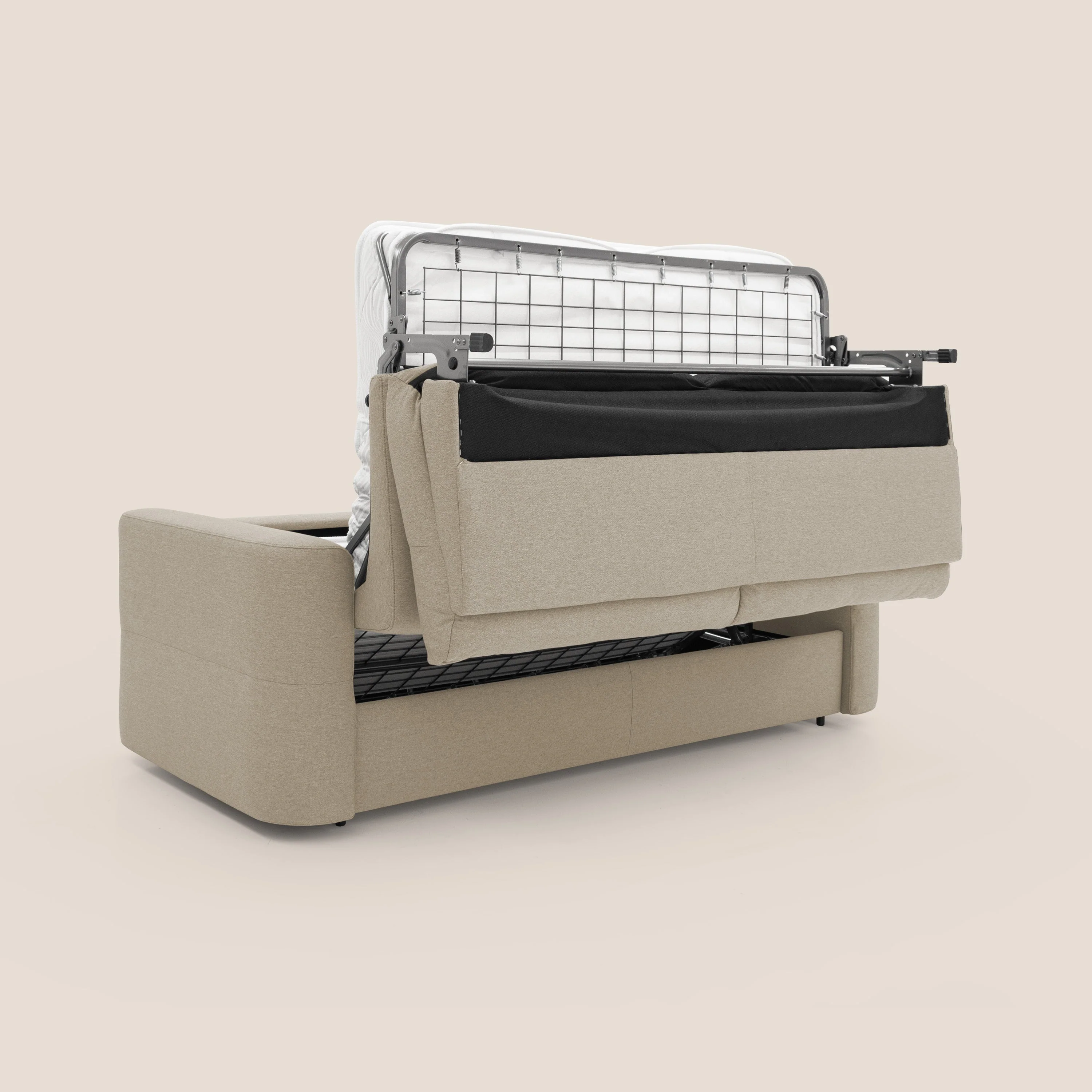 Cupido Canapé convertible matelas H18 cm au dossier haut moelleux en tissu imperméable T13 beige - Image 3