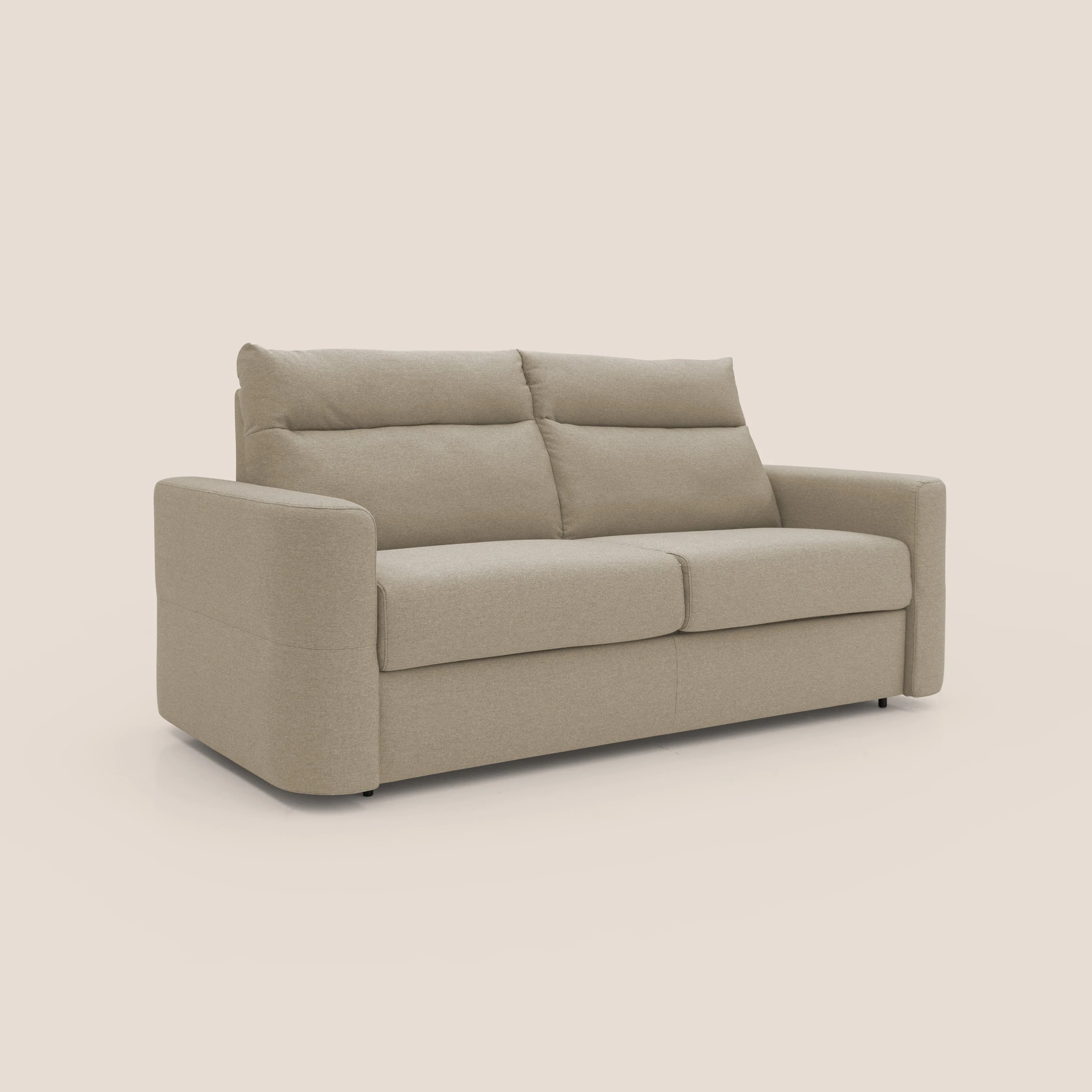 Cupido Canapé convertible matelas H18 cm au dossier haut moelleux en tissu imperméable T13 beige - Image 4