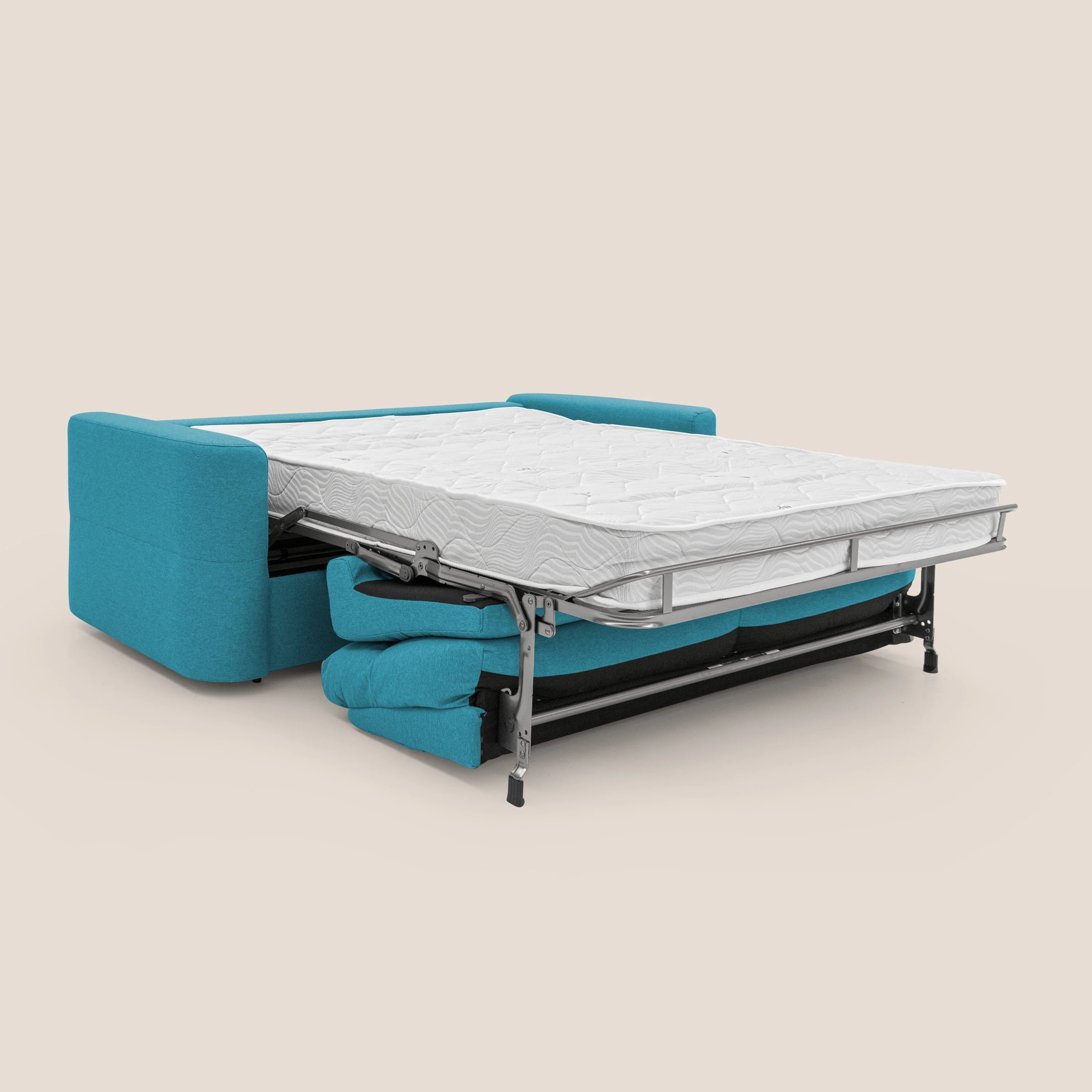 Cupido Canapé convertible matelas H18 cm au dossier haut moelleux en tissu imperméable T13 bleu ciel - Image 2