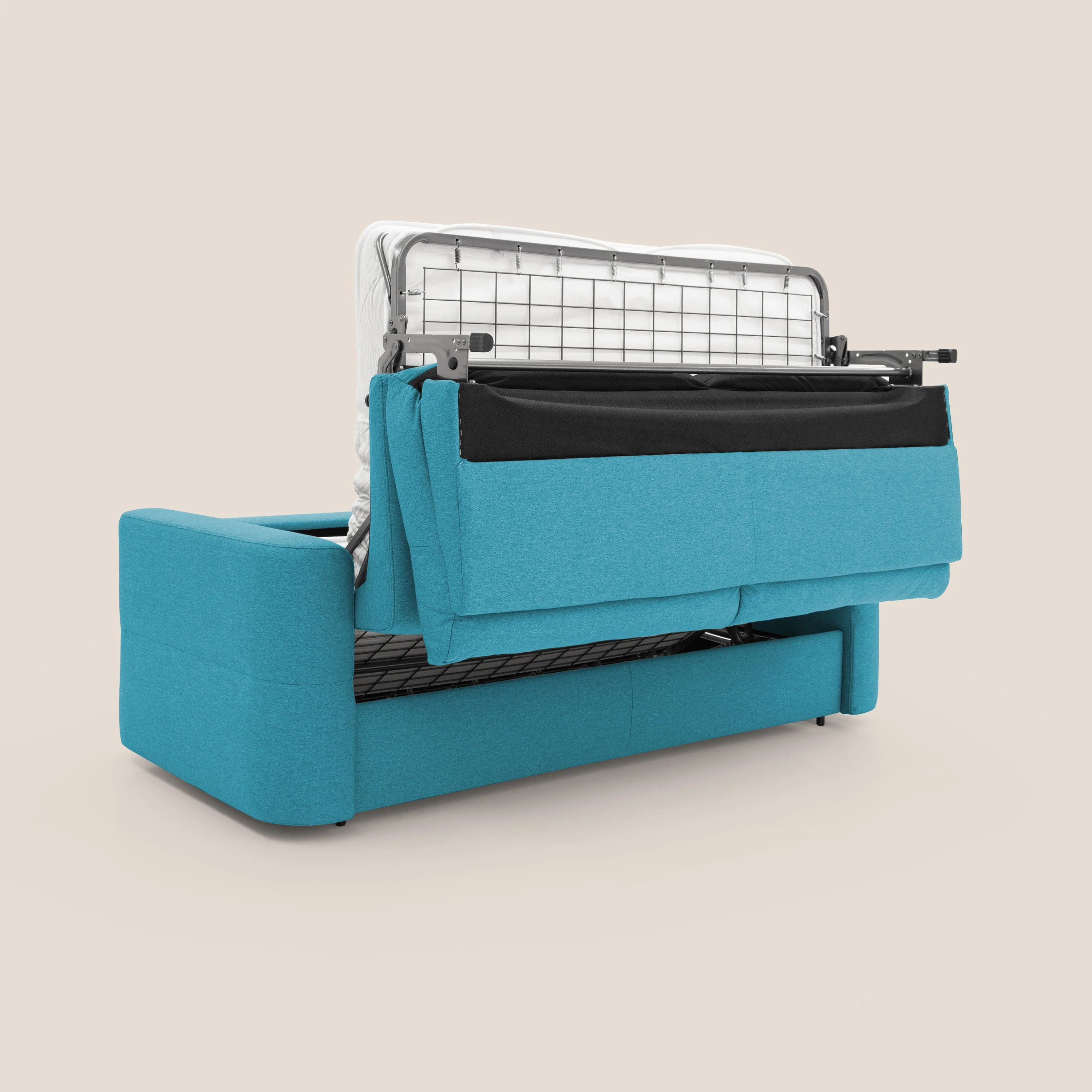 Cupido Canapé convertible matelas H18 cm au dossier haut moelleux en tissu imperméable T13 bleu ciel - Image 3