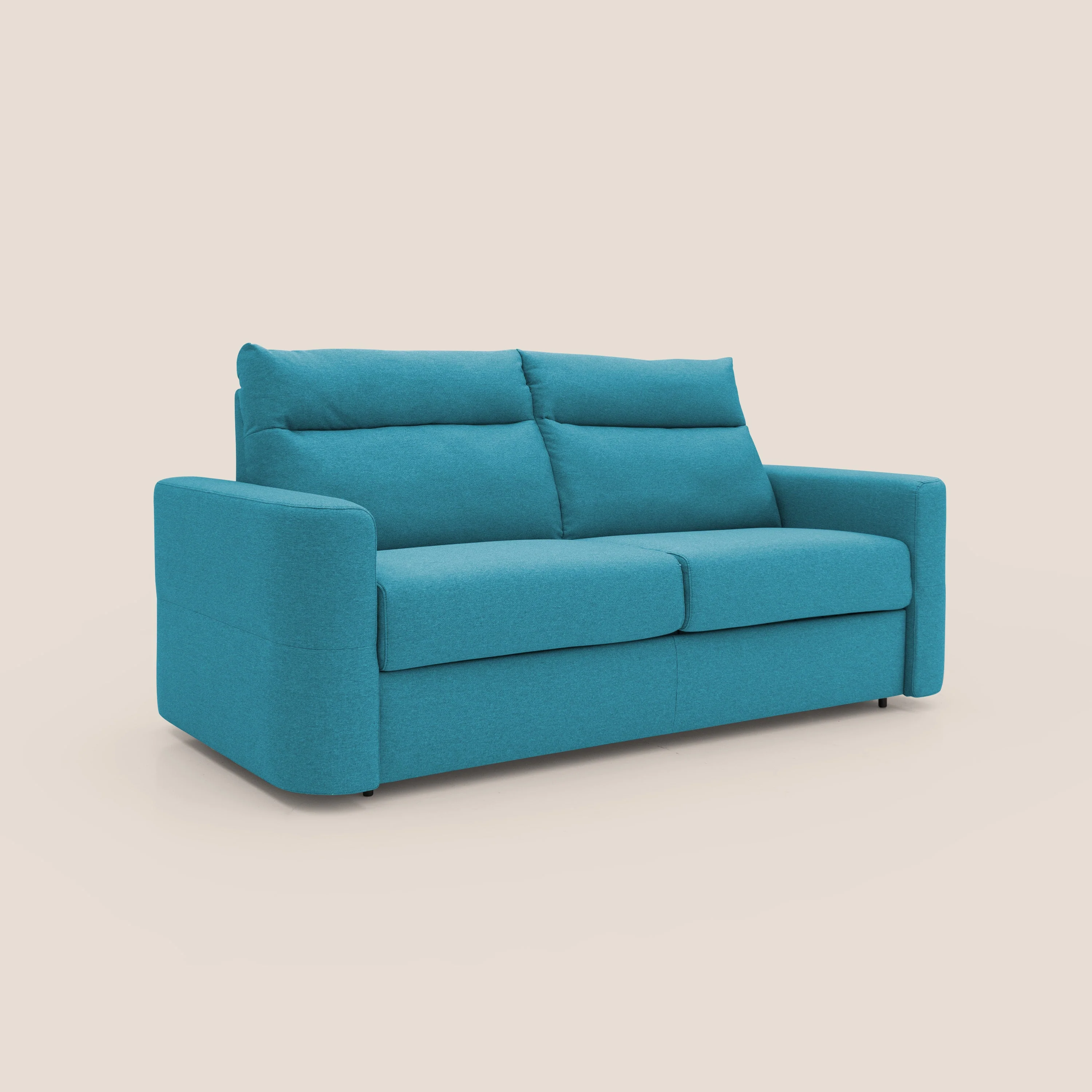 Cupido Canapé convertible matelas H18 cm au dossier haut moelleux en tissu imperméable T13 bleu ciel - Image 4