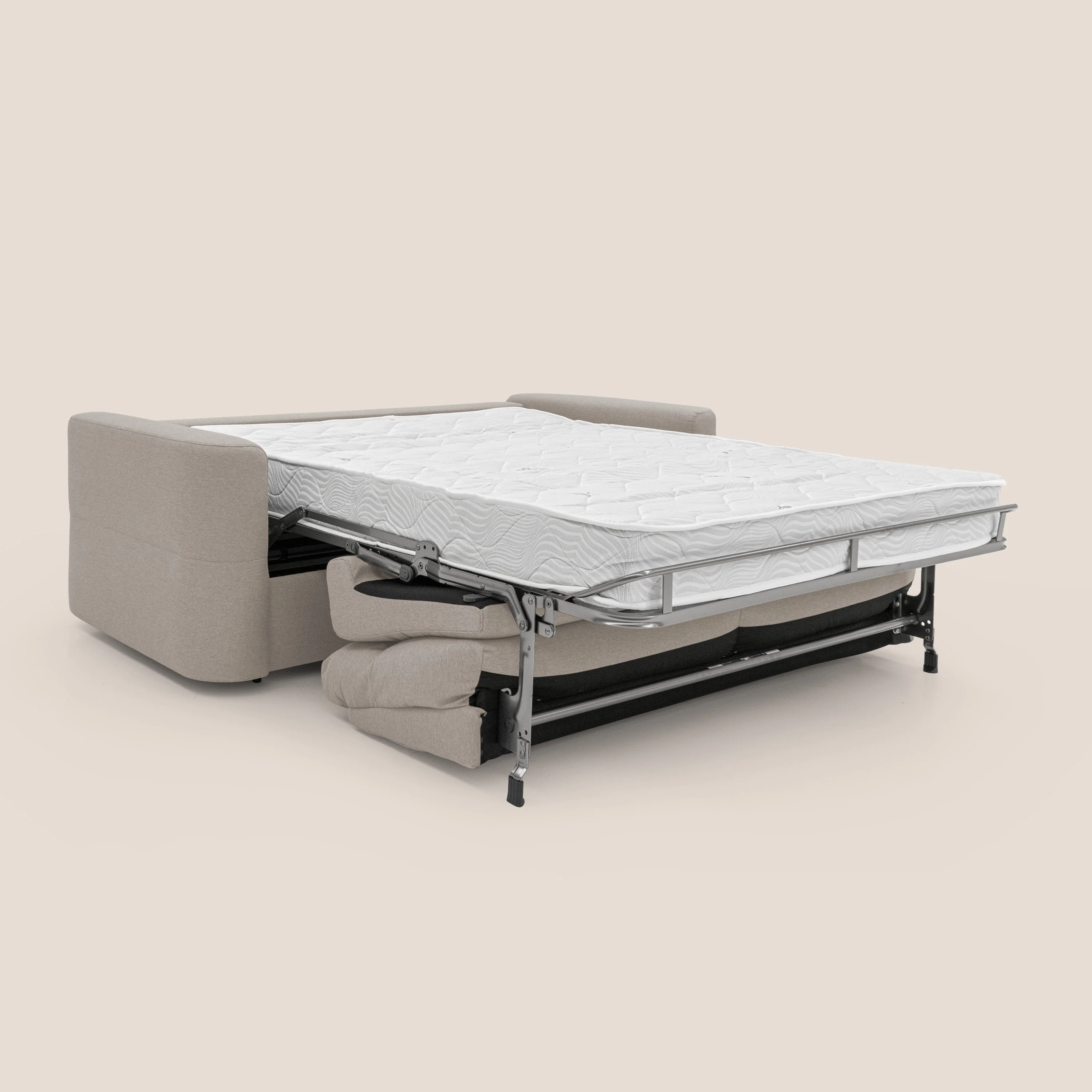 Cupido Canapé convertible matelas H18 cm au dossier haut moelleux en tissu imperméable T13 crème - Image 2