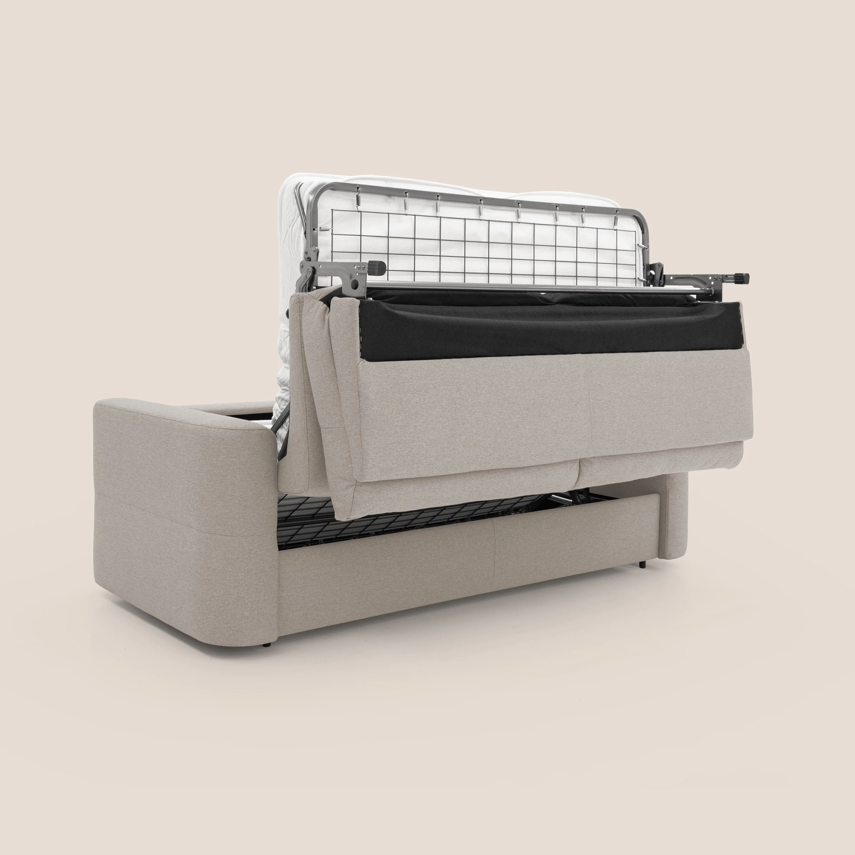 Cupido Canapé convertible matelas H18 cm au dossier haut moelleux en tissu imperméable T13 crème - Image 3