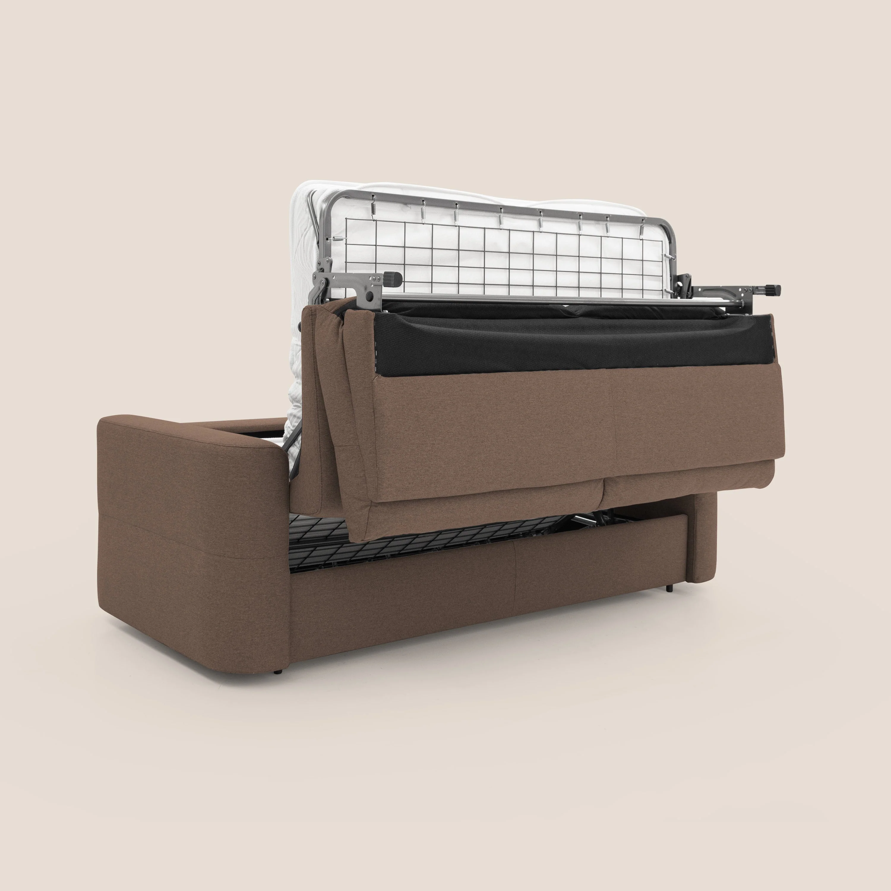 Cupido Canapé convertible matelas H18 cm au dossier haut moelleux en tissu imperméable T13 marron - Image 3