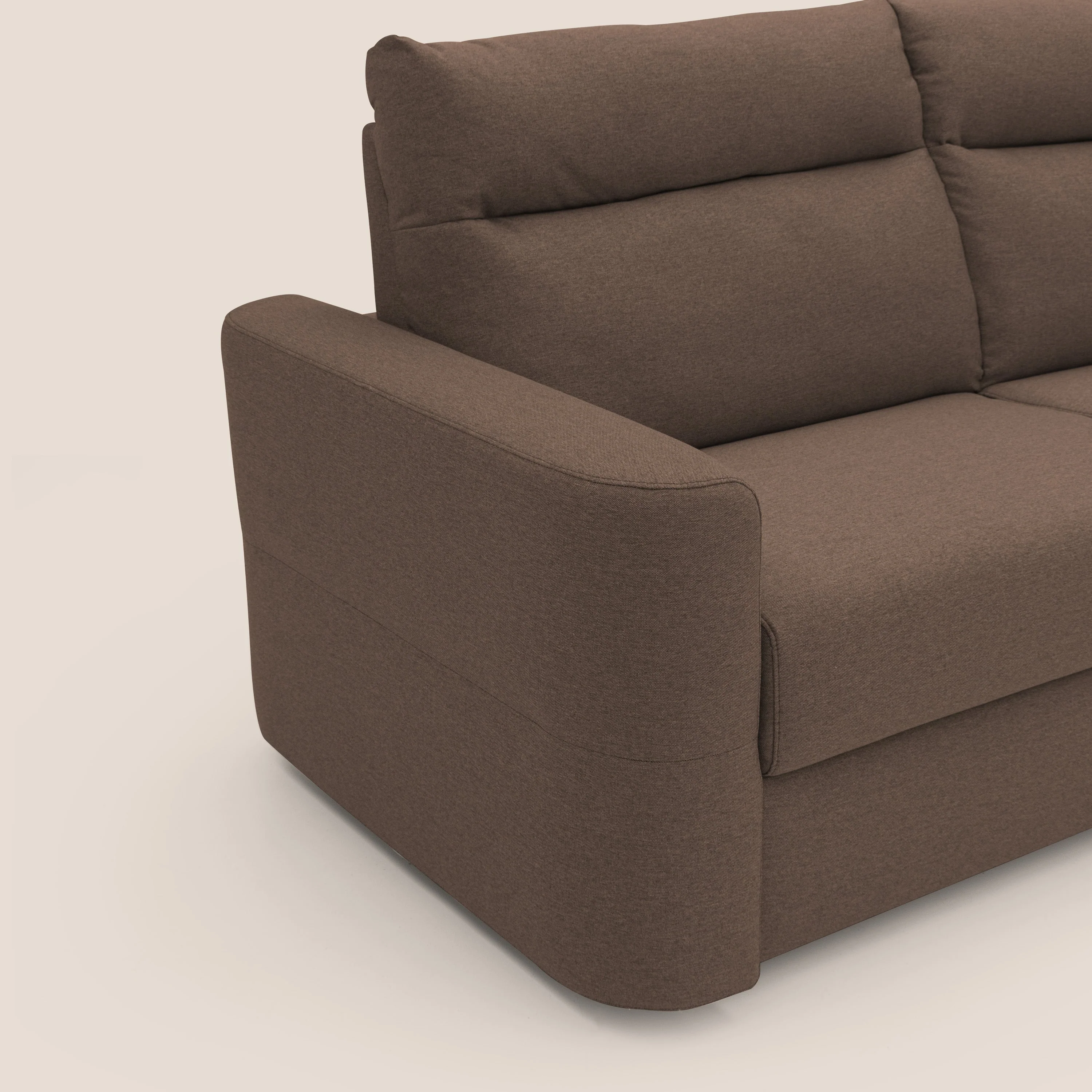 Cupido Canapé convertible matelas H18 cm au dossier haut moelleux en tissu imperméable T13 marron - Image 6