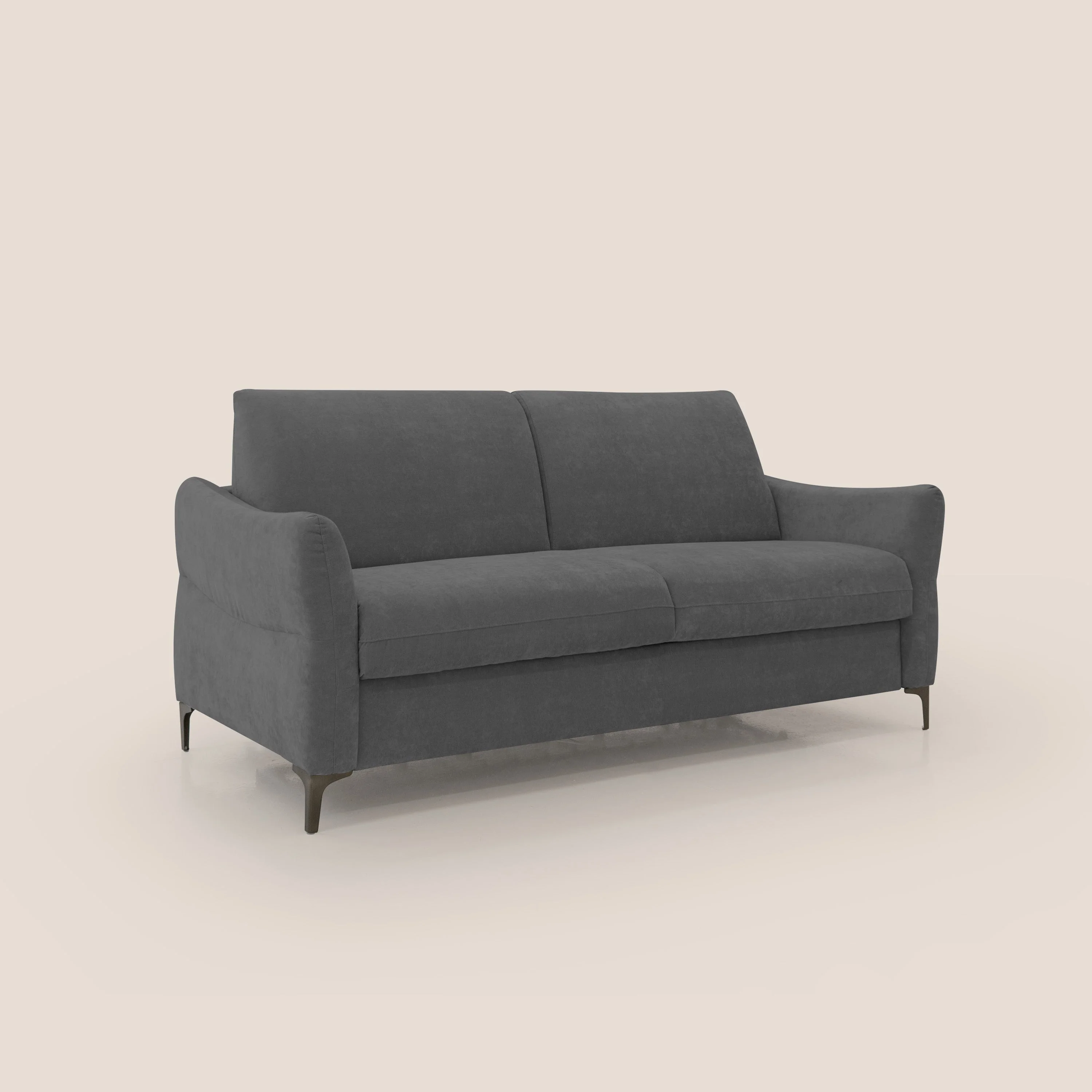 Dalia canapé convertible avec matelas H 18cm et pieds hauts en tissu détachable raffiné T17 anthracite - Image 4