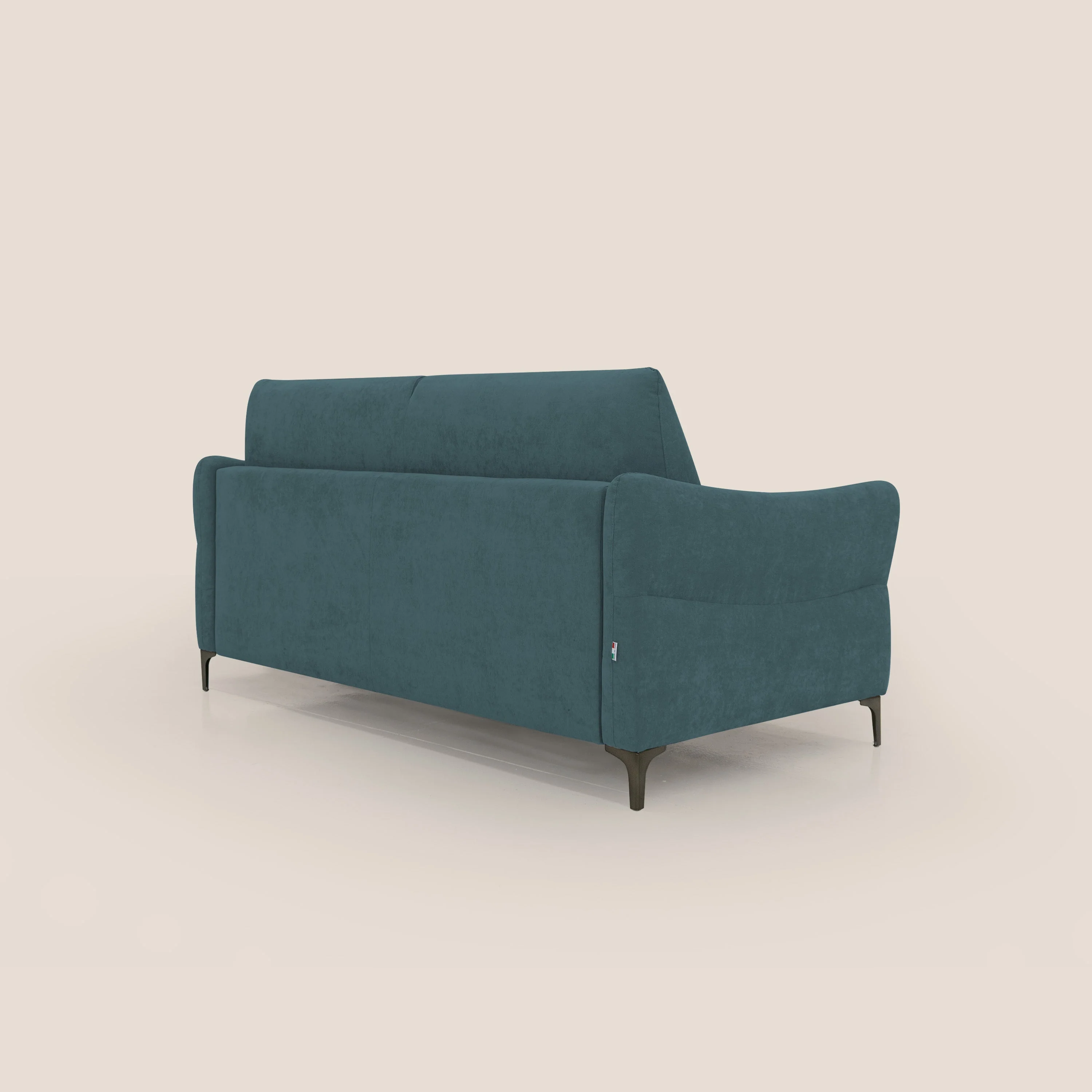 Dalia canapé convertible avec matelas H 18cm et pieds hauts en tissu détachable raffiné T17 bleu canard - Image 8