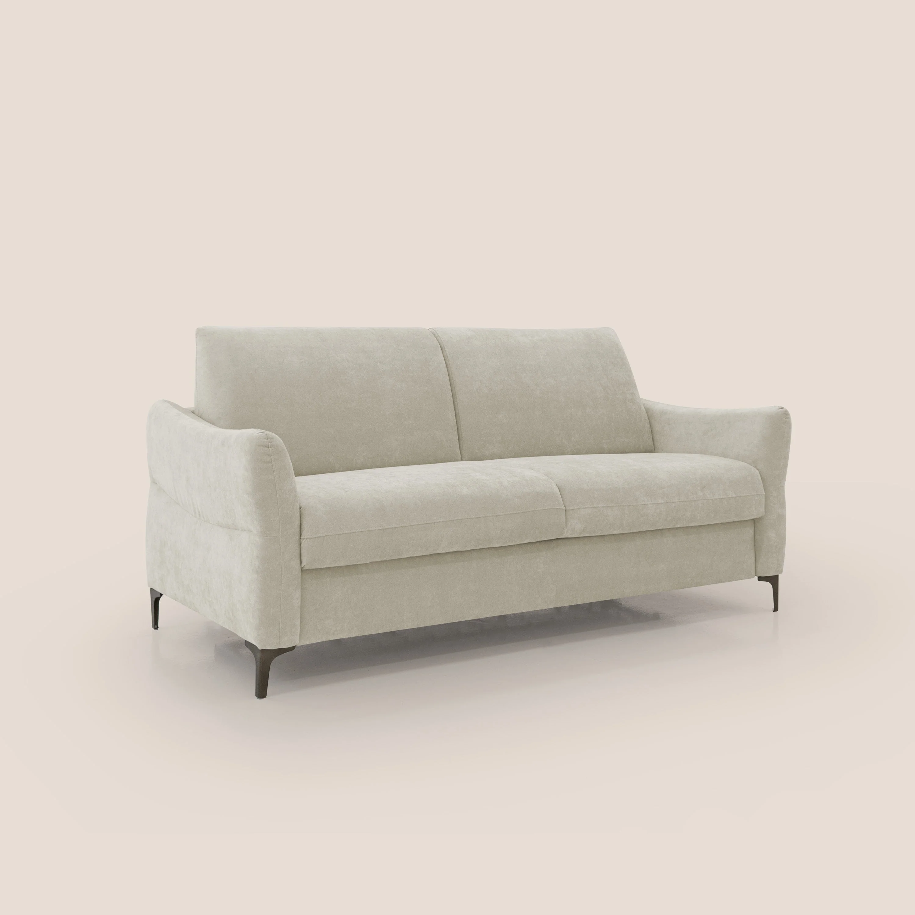 Dalia canapé convertible avec matelas H 18cm et pieds hauts en tissu détachable raffiné T17 crème - Image 4