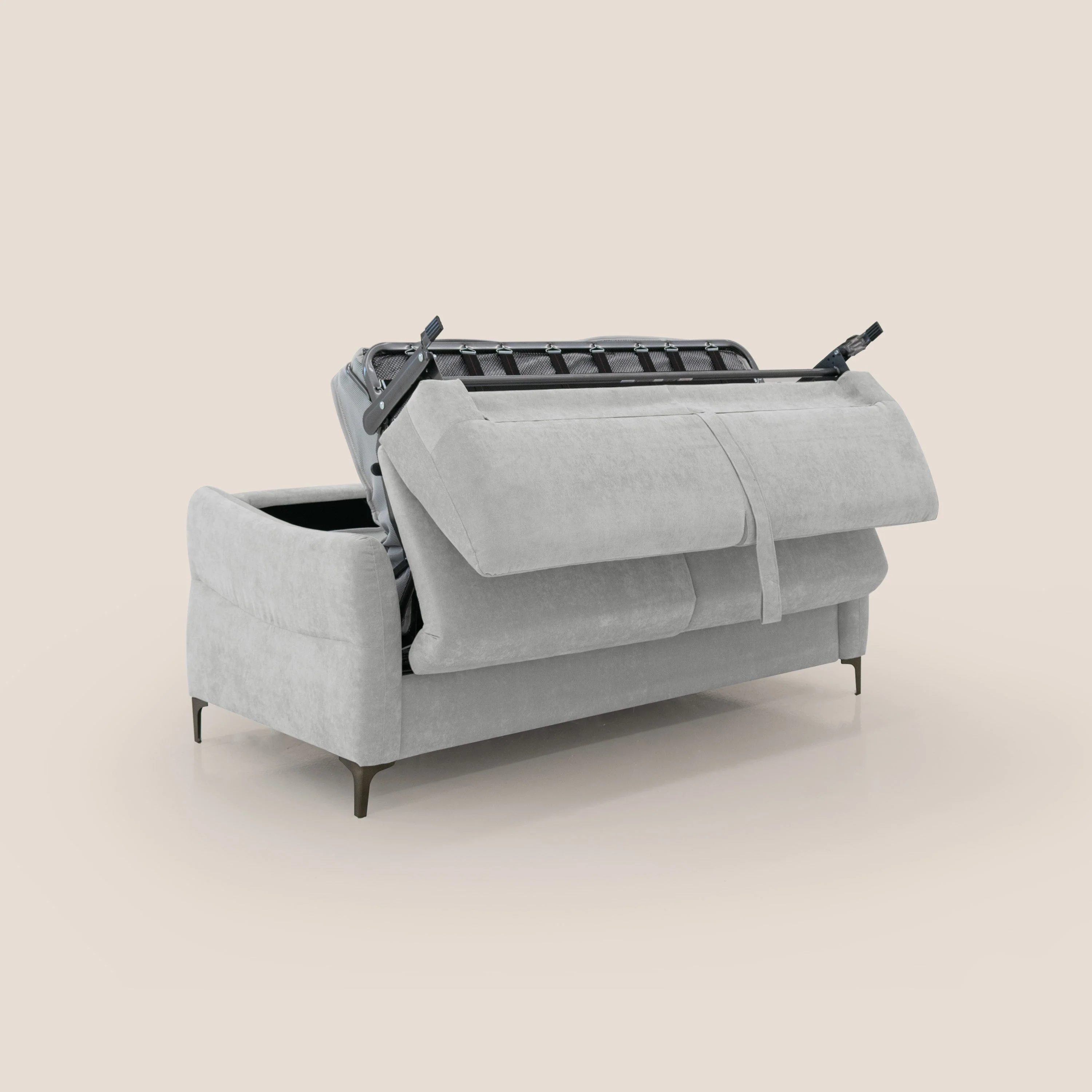 Dalia canapé convertible avec matelas H 18cm et pieds hauts en tissu détachable raffiné T17 gris - Image 3