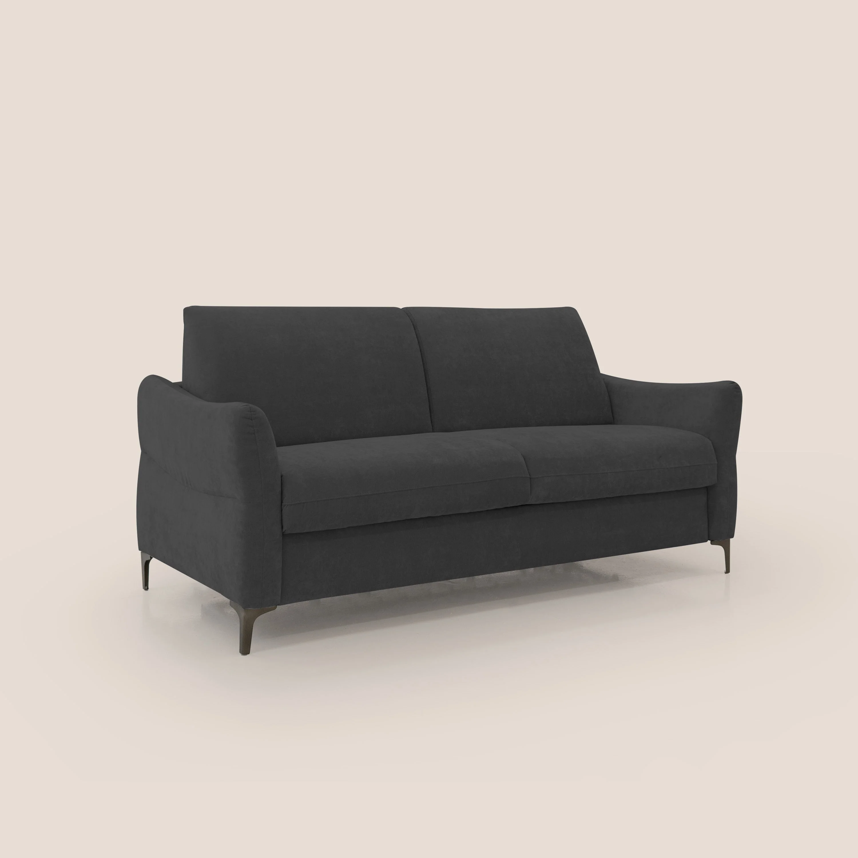 Dalia canapé convertible avec matelas H 18cm et pieds hauts en tissu détachable raffiné T17 noir - Image 4