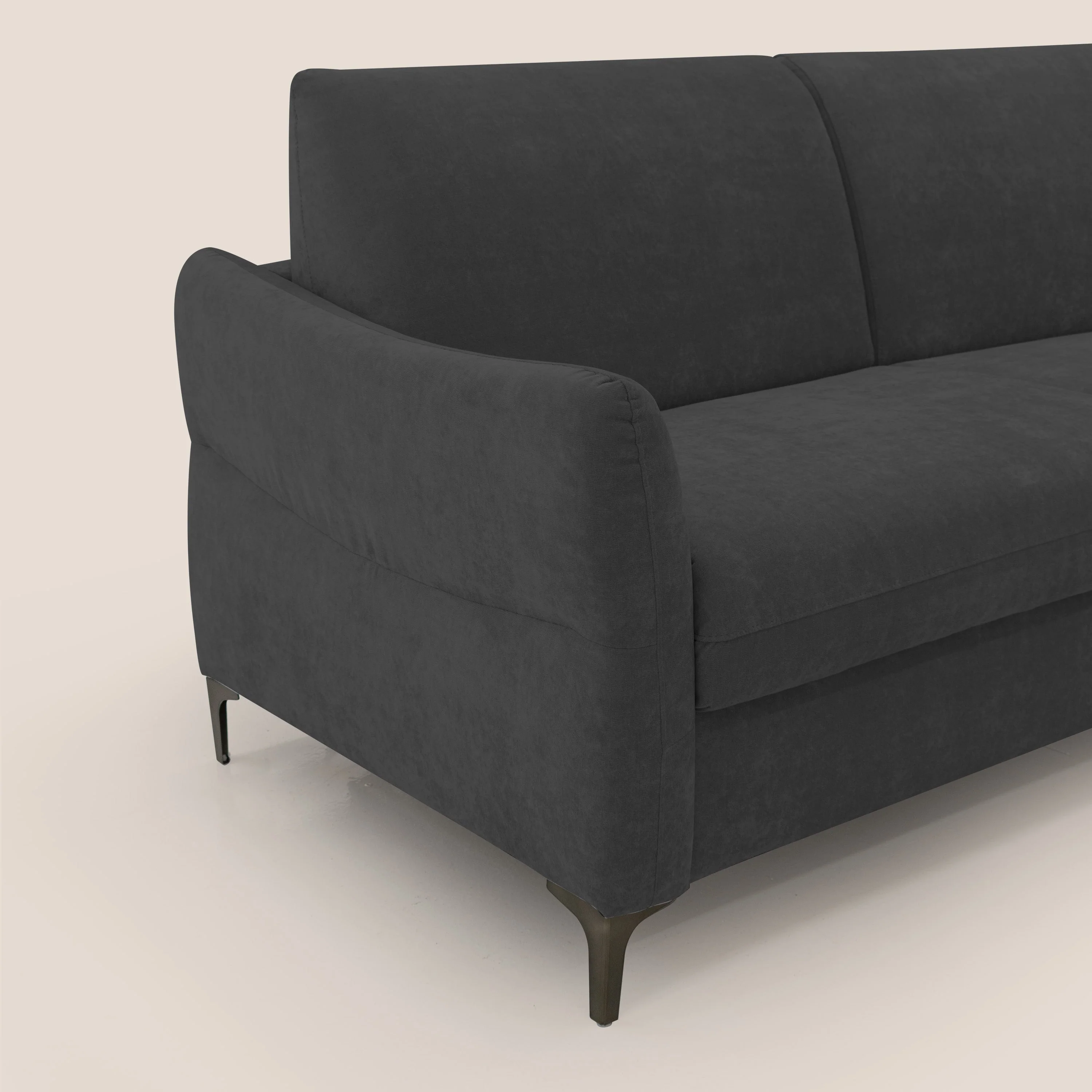 Dalia canapé convertible avec matelas H 18cm et pieds hauts en tissu détachable raffiné T17 noir - Image 6