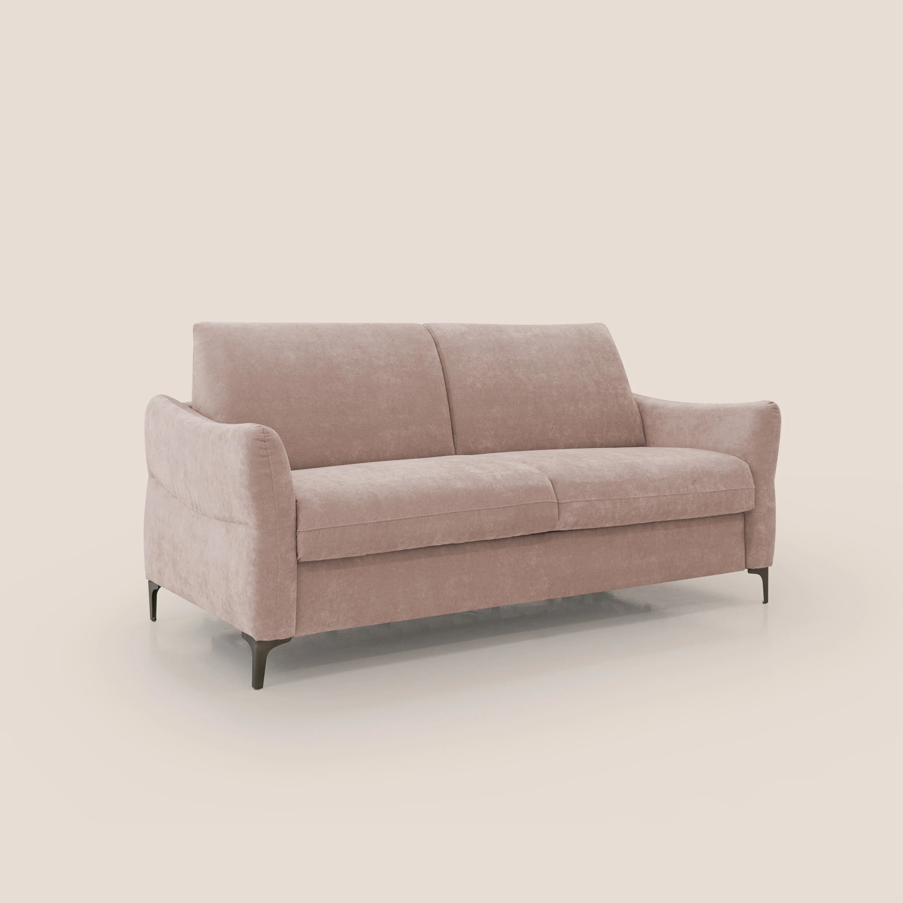 Dalia canapé convertible avec matelas H 18cm et pieds hauts en tissu détachable raffiné T17 rose - Image 4