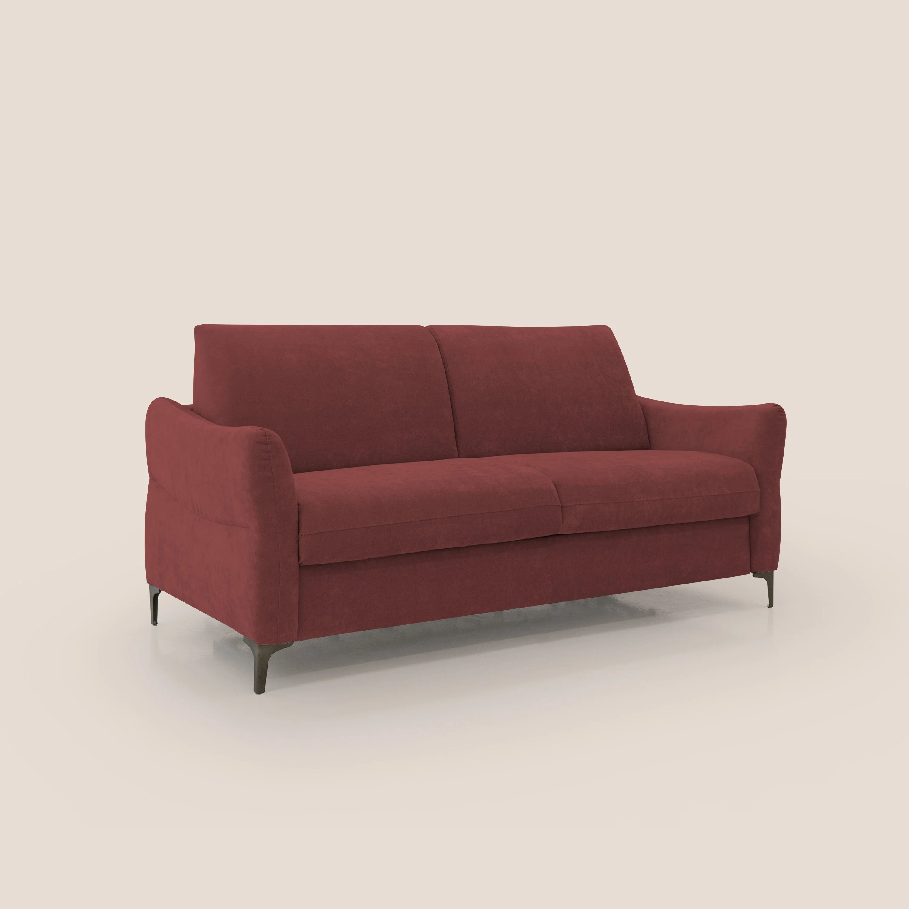 Dalia canapé convertible avec matelas H 18cm et pieds hauts en tissu détachable raffiné T17 rouge - Image 4