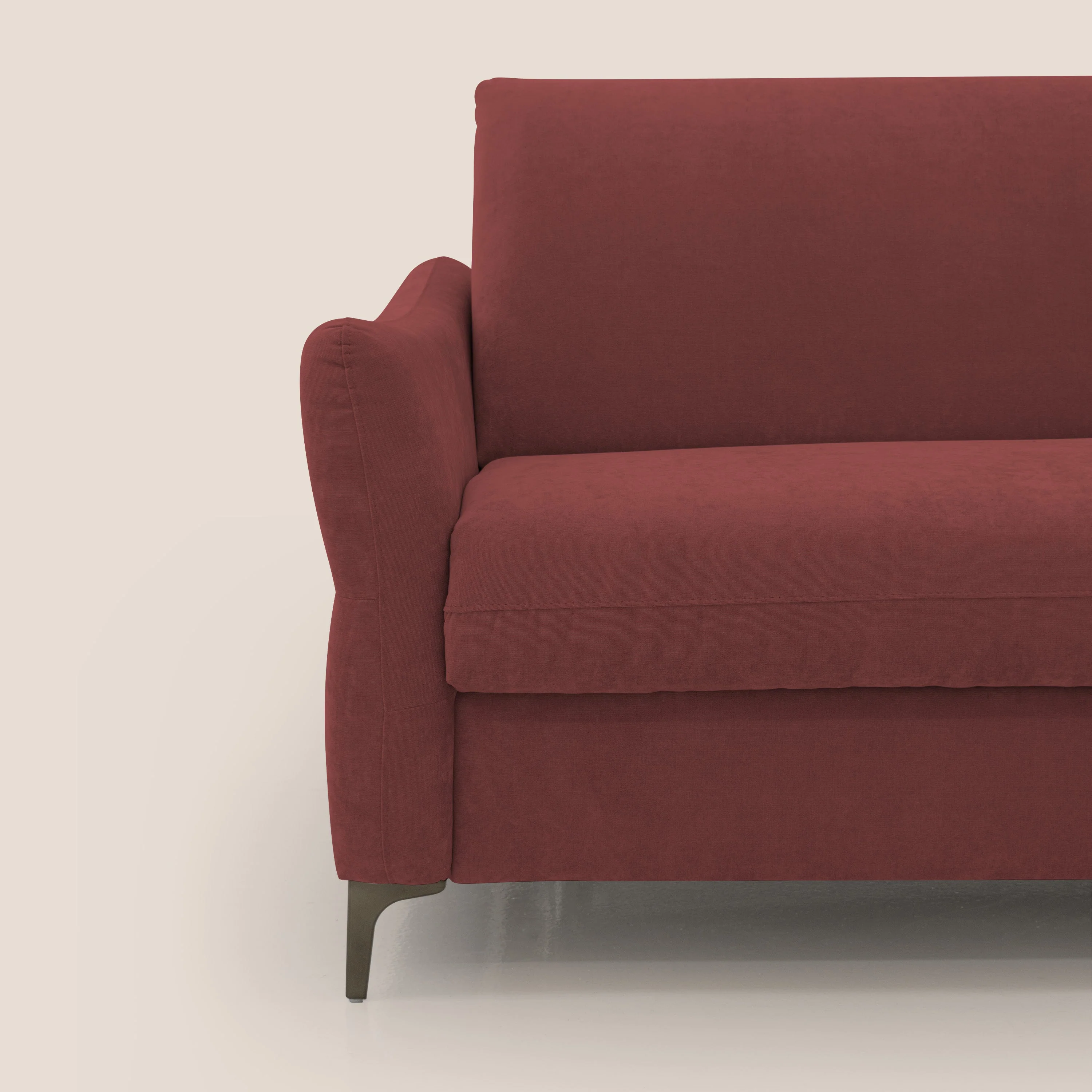Dalia canapé convertible avec matelas H 18cm et pieds hauts en tissu détachable raffiné T17 rouge - Image 5