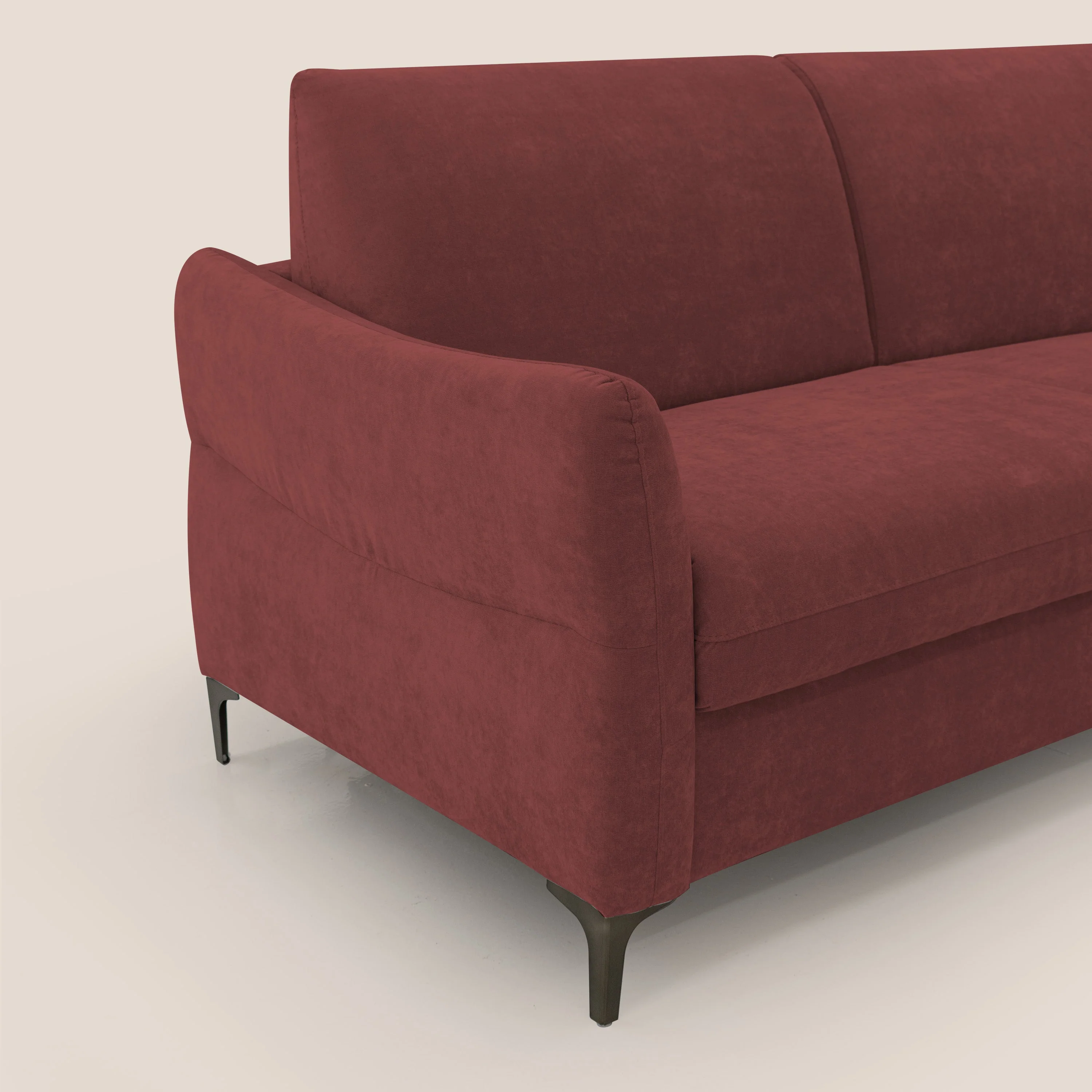 Dalia canapé convertible avec matelas H 18cm et pieds hauts en tissu détachable raffiné T17 rouge - Image 6