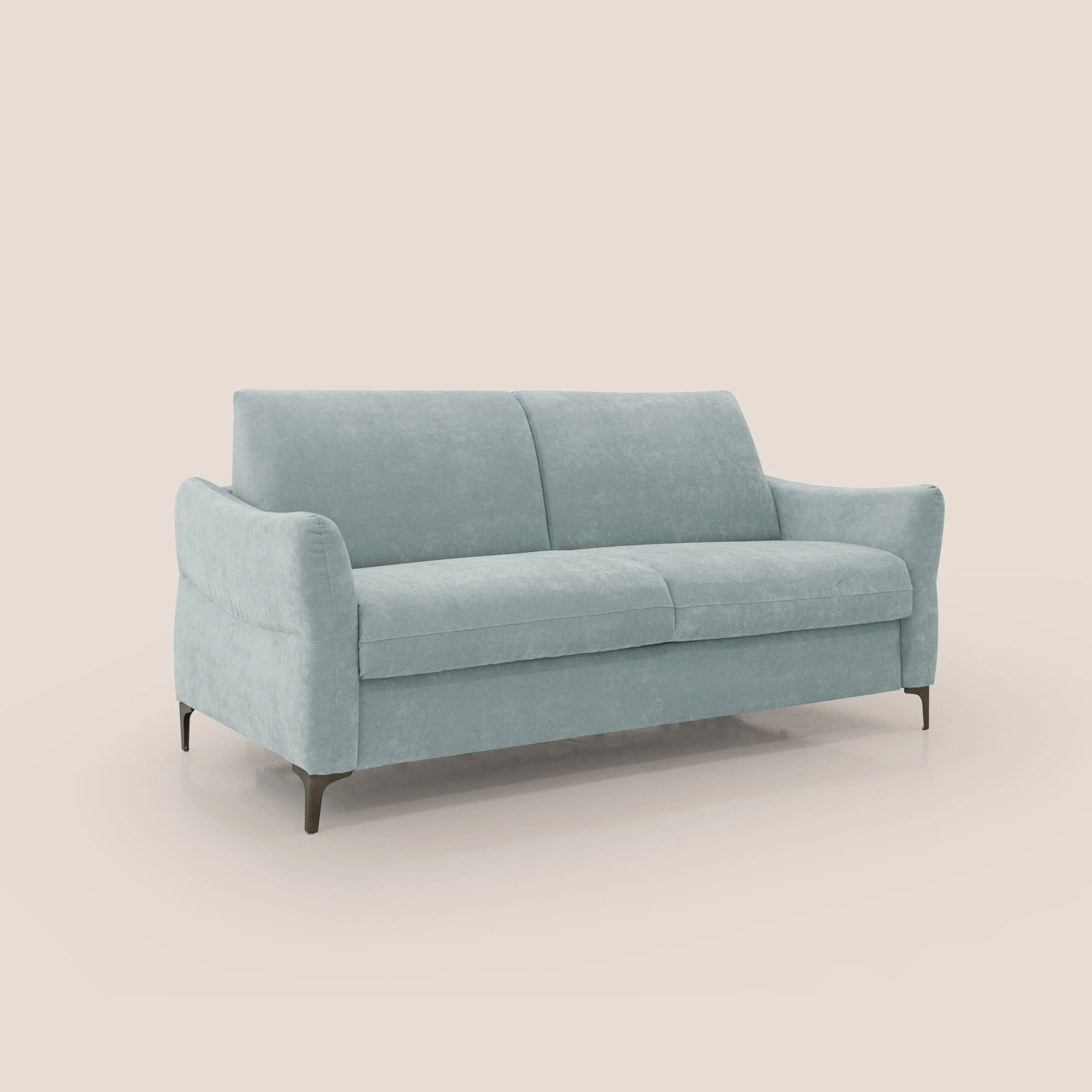 Dalia canapé convertible avec matelas H 18cm et pieds hauts en tissu détachable raffiné T17 vert d'eau - Image 4