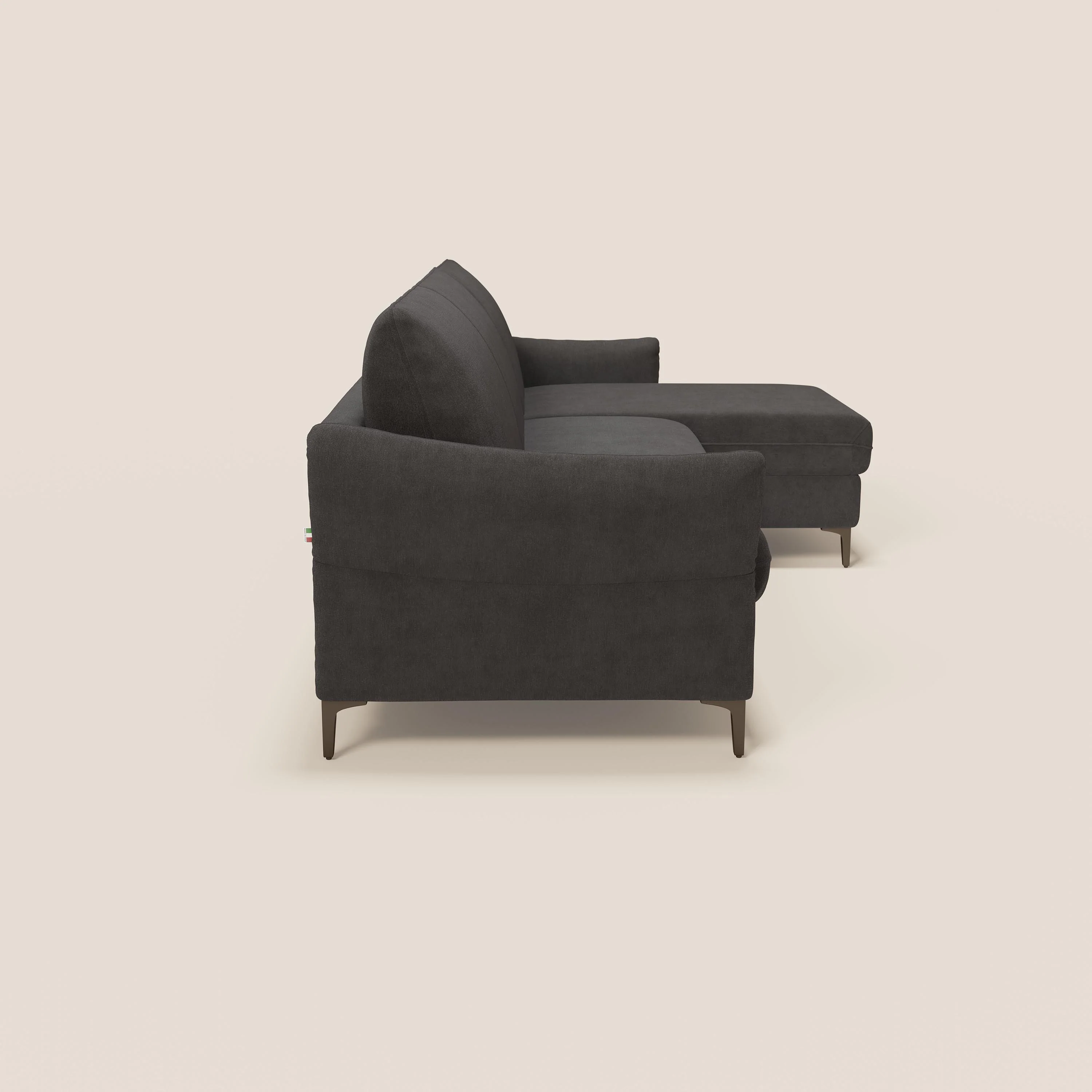 Dalia Canapé d'angle convertible avec matelas H18 cm et chaise longue coffre en tissu détachable T17 anthracite - Image 6