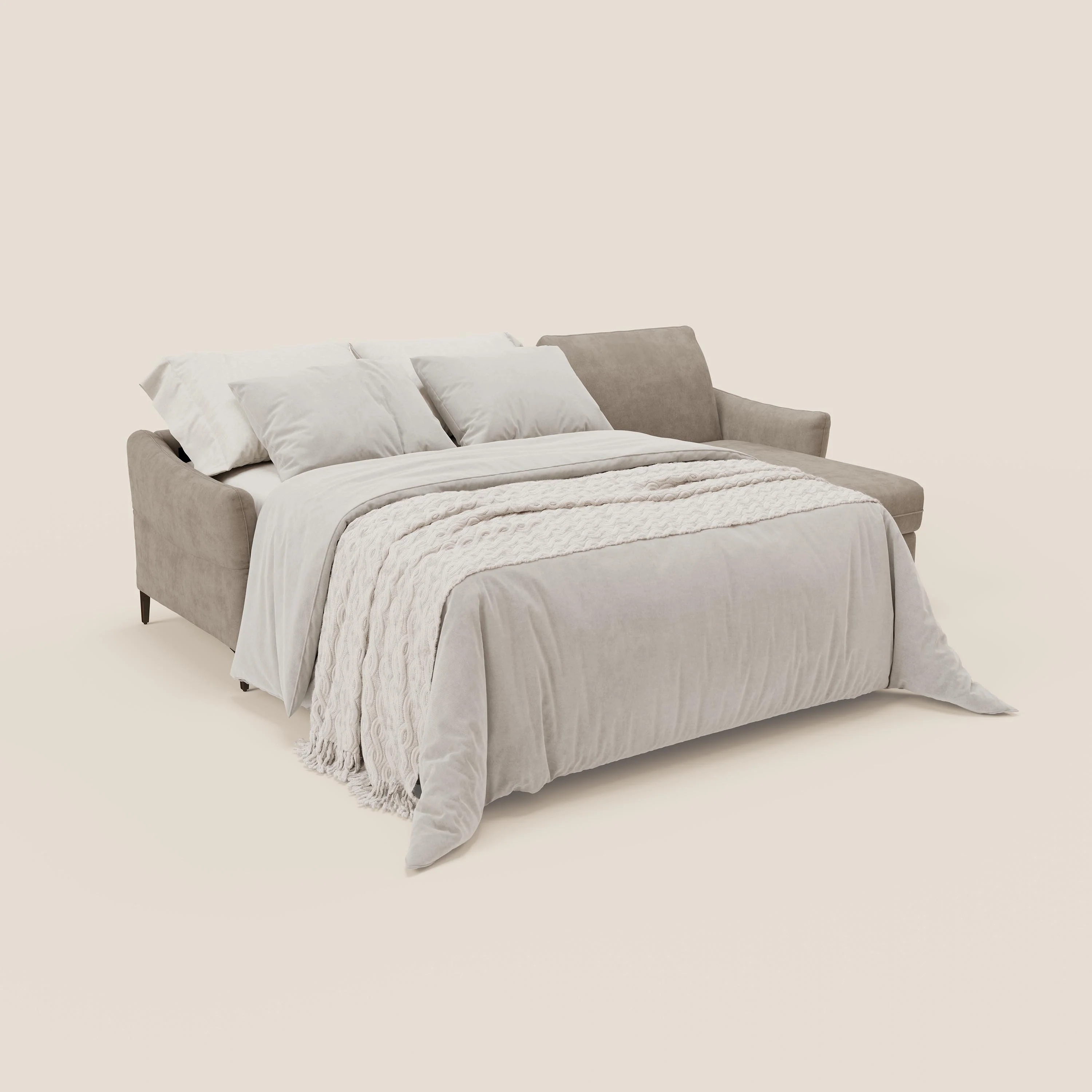 Dalia Canapé d'angle convertible avec matelas H18 cm et chaise longue coffre en tissu détachable T17 beige - Image 2