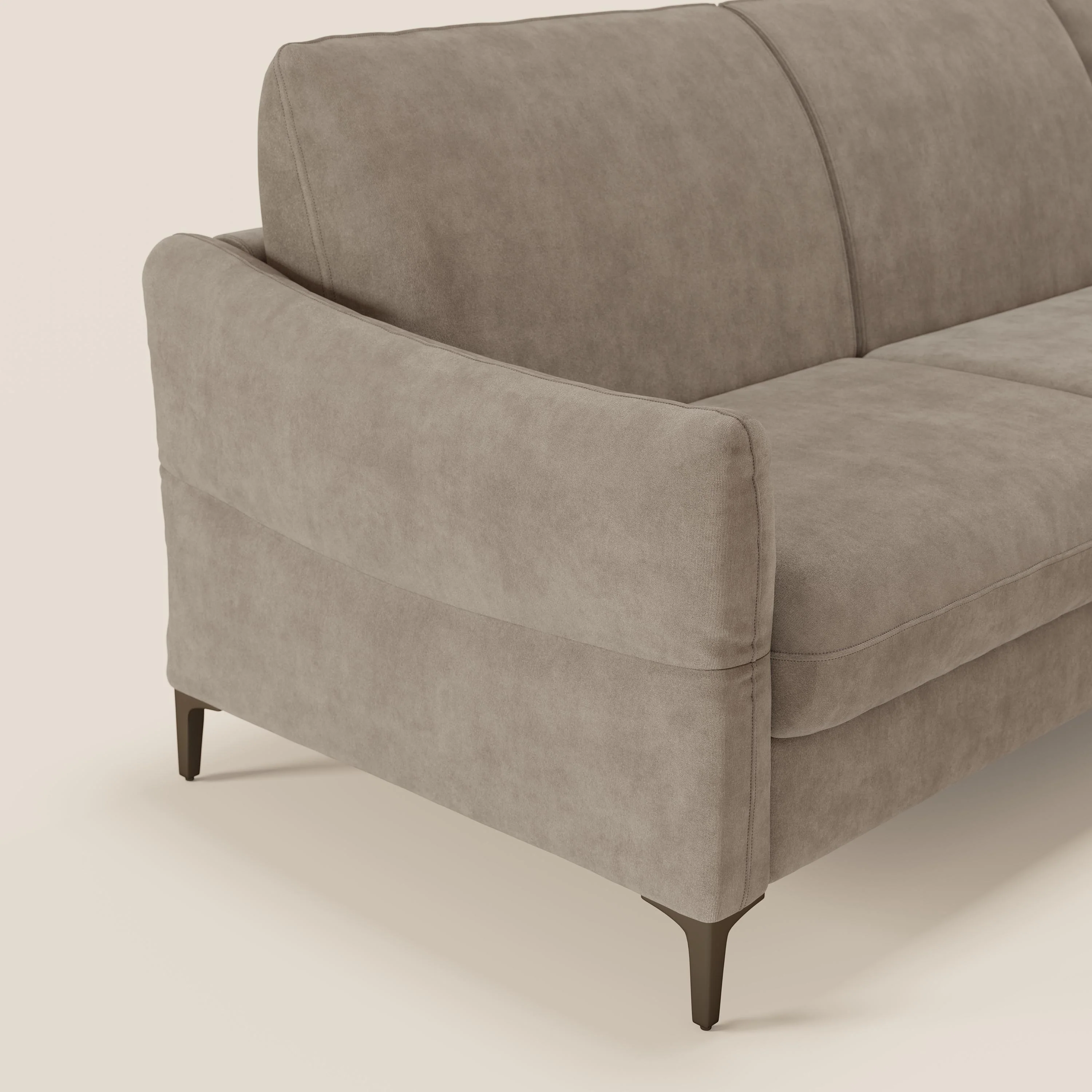 Dalia Canapé d'angle convertible avec matelas H18 cm et chaise longue coffre en tissu détachable T17 beige - Image 4