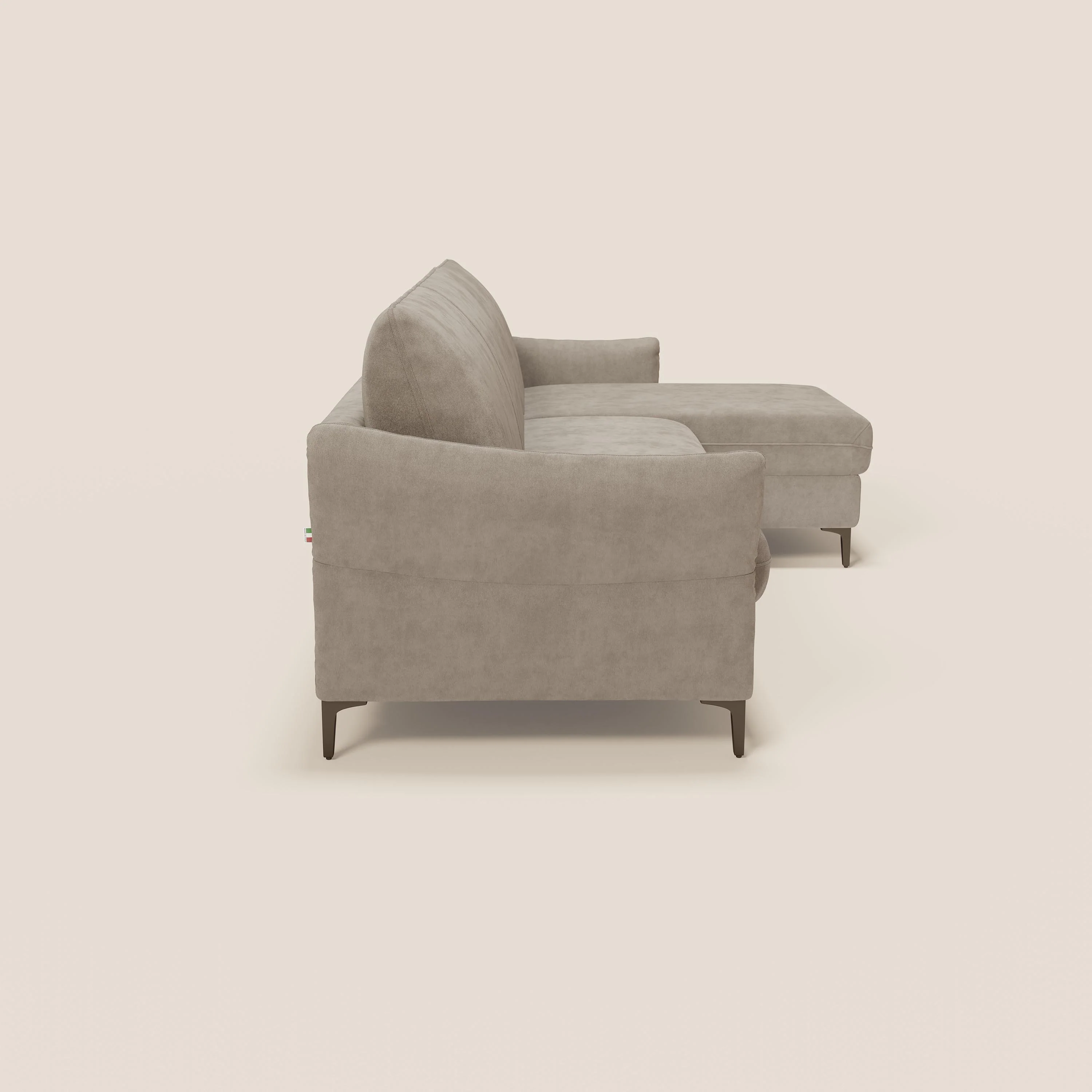 Dalia Canapé d'angle convertible avec matelas H18 cm et chaise longue coffre en tissu détachable T17 beige - Image 6
