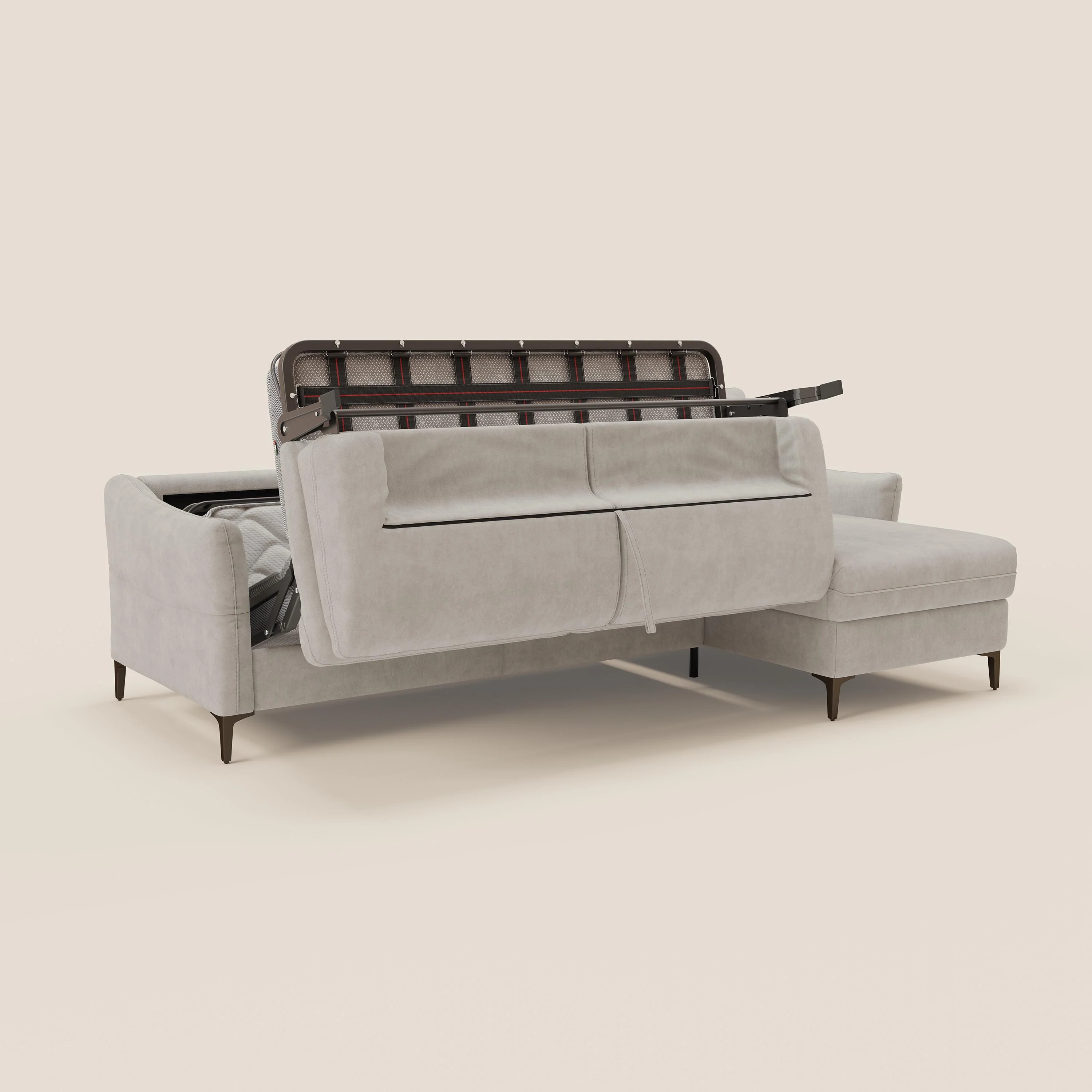 Dalia Canapé d'angle convertible avec matelas H18 cm et chaise longue coffre en tissu détachable T17 blanc - Image 10