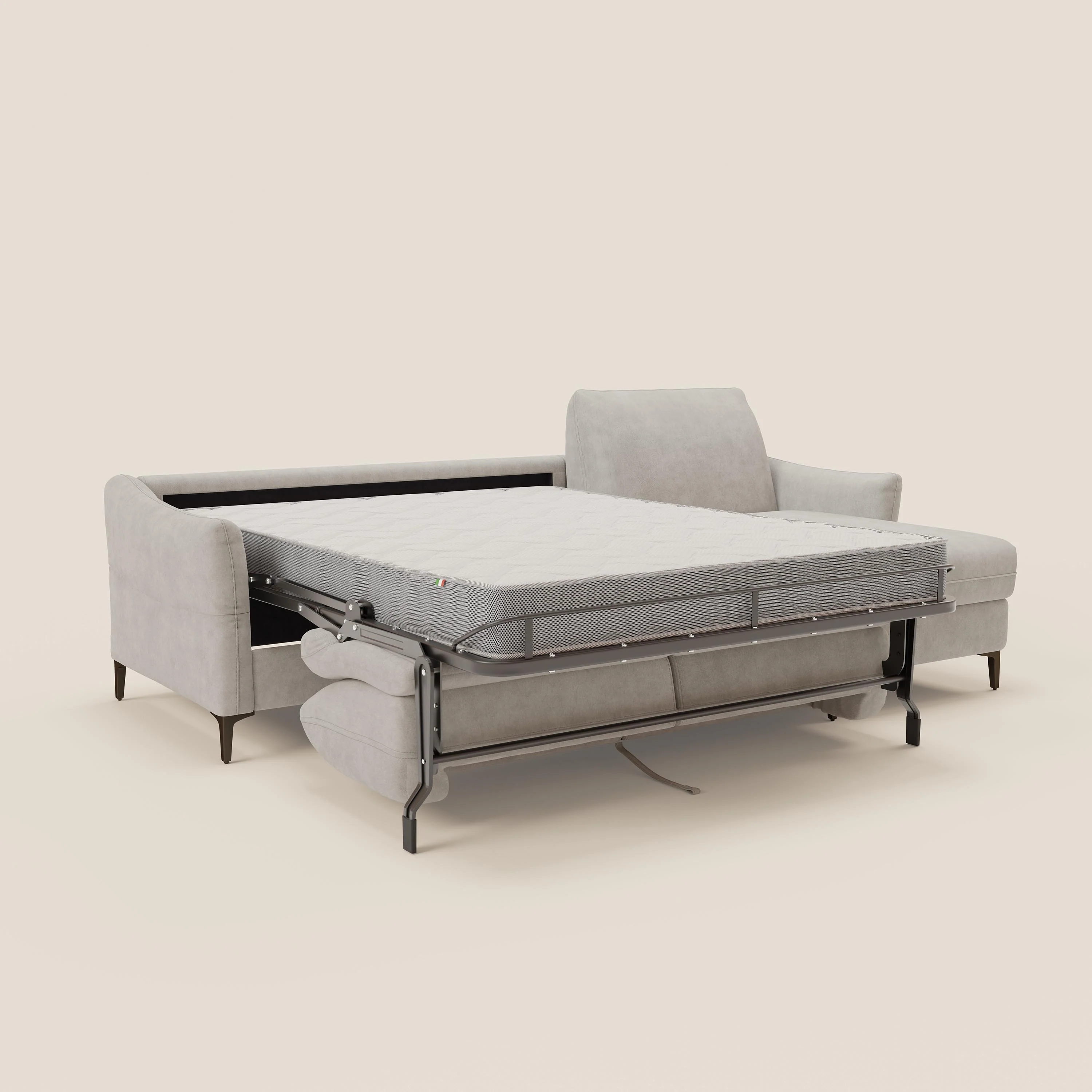 Dalia Canapé d'angle convertible avec matelas H18 cm et chaise longue coffre en tissu détachable T17 blanc - Image 11