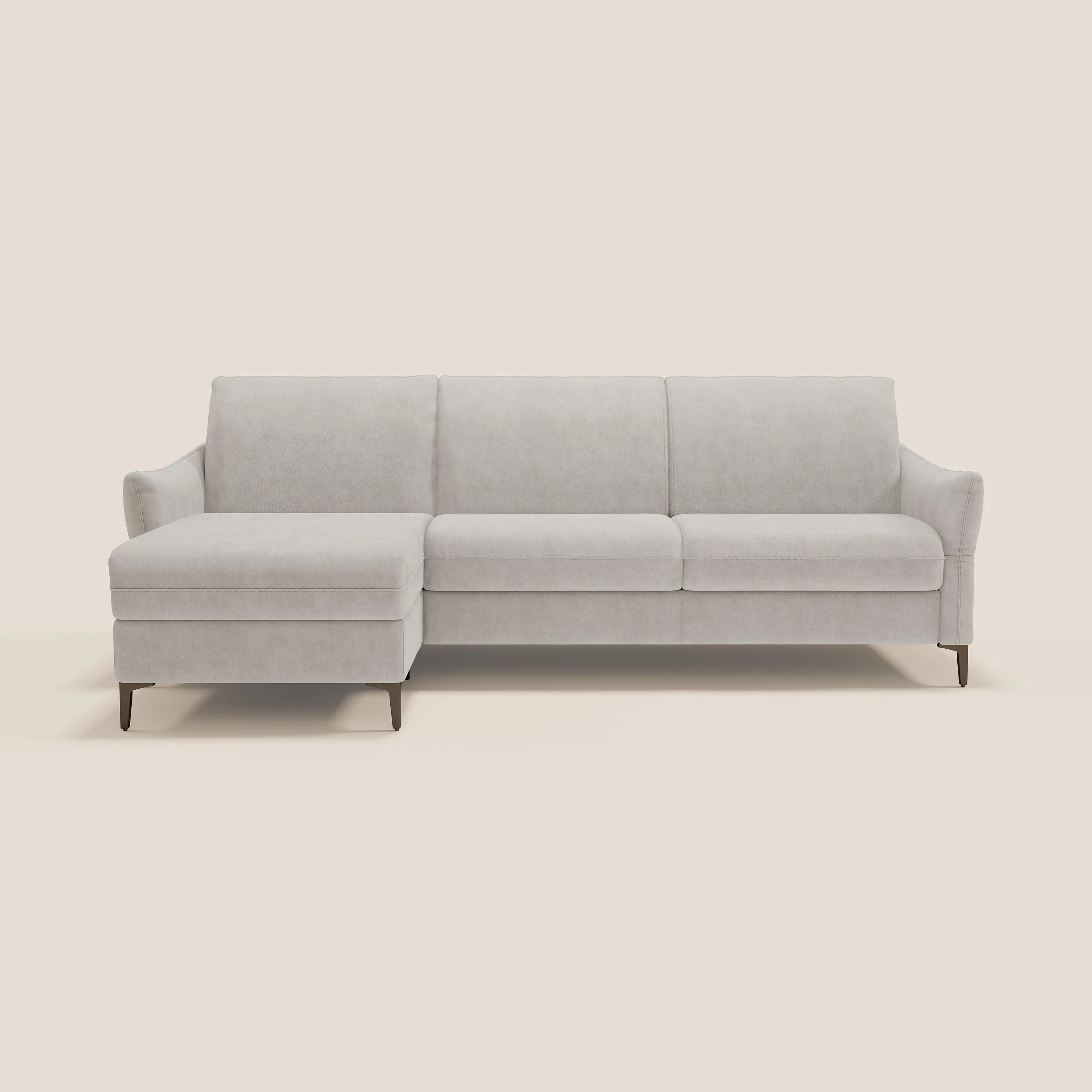 Dalia Canapé d'angle convertible avec matelas H18 cm et chaise longue coffre en tissu détachable T17 blanc - Image 12
